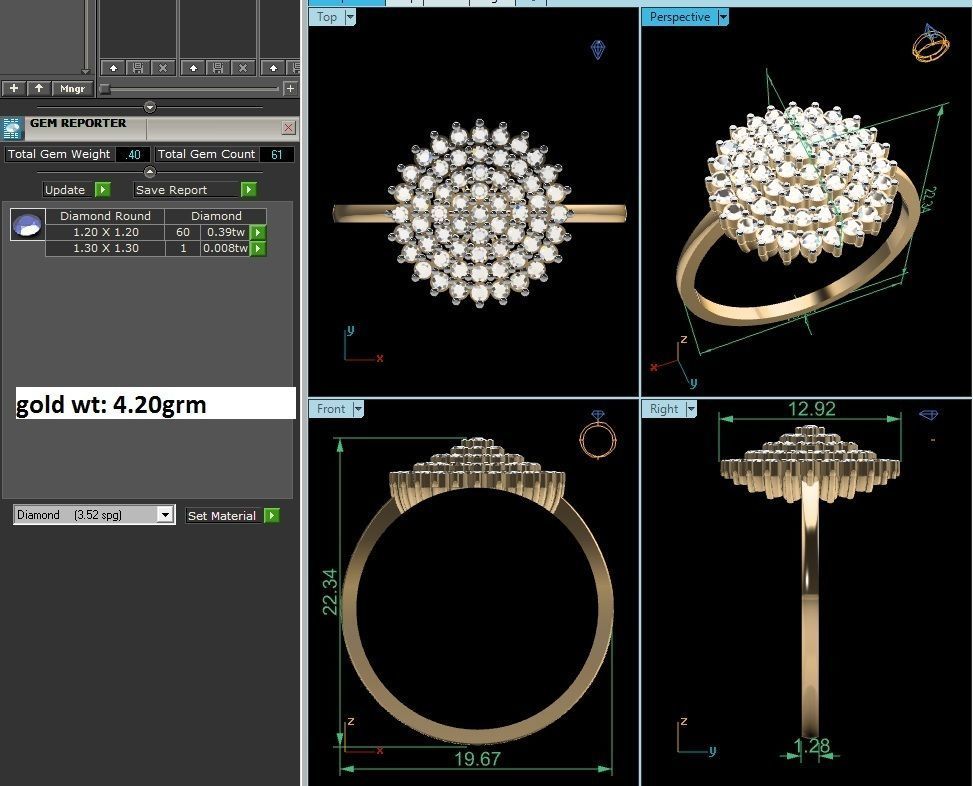 Women Ring 3dm render detail 3D print model_4