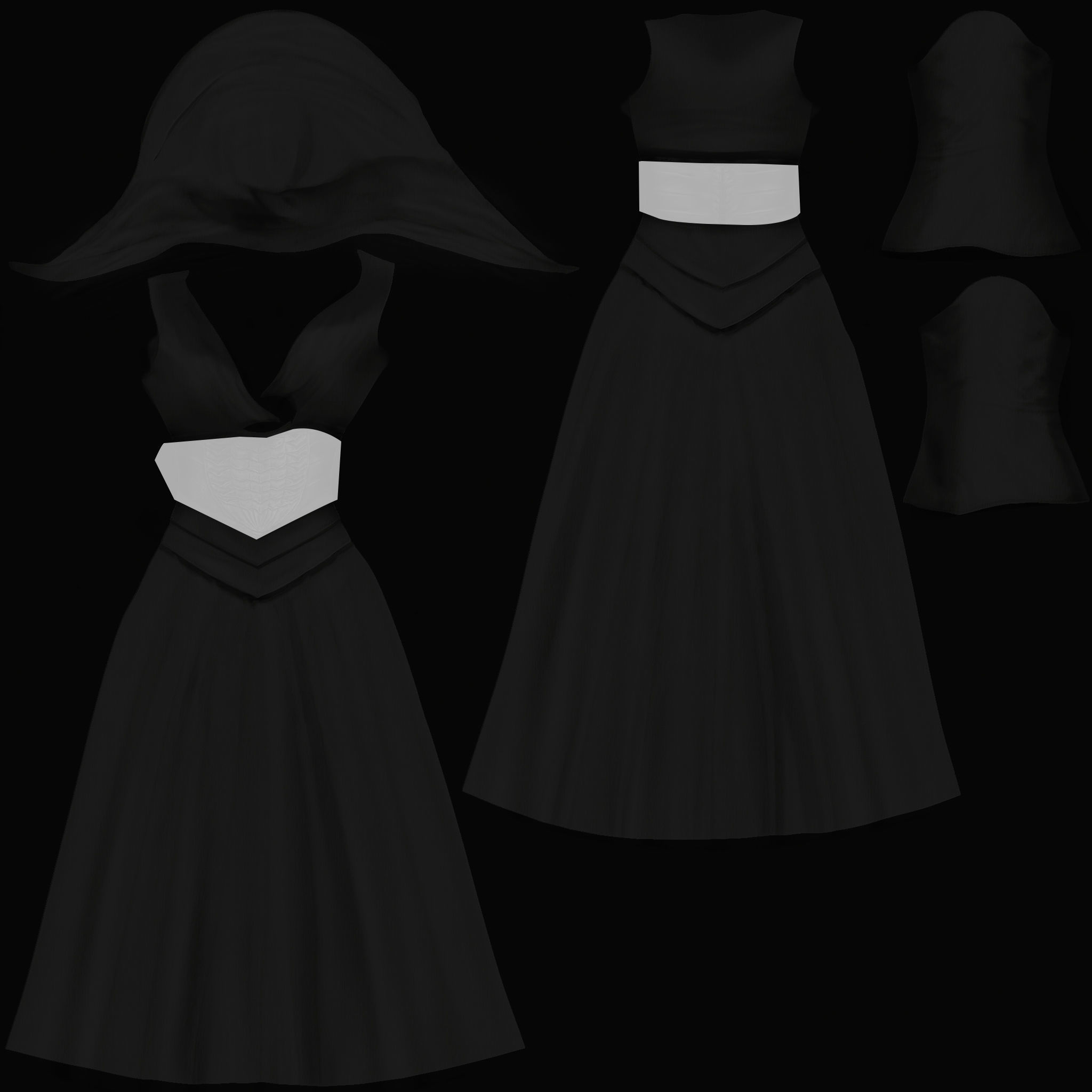 Stahma Hooded Gown With Hair  Low-poly 3D model_7