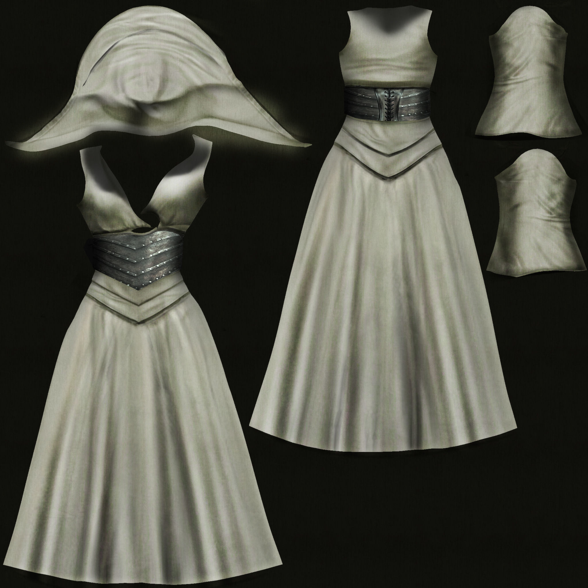 Stahma Hooded Gown With Hair  Low-poly 3D model_6