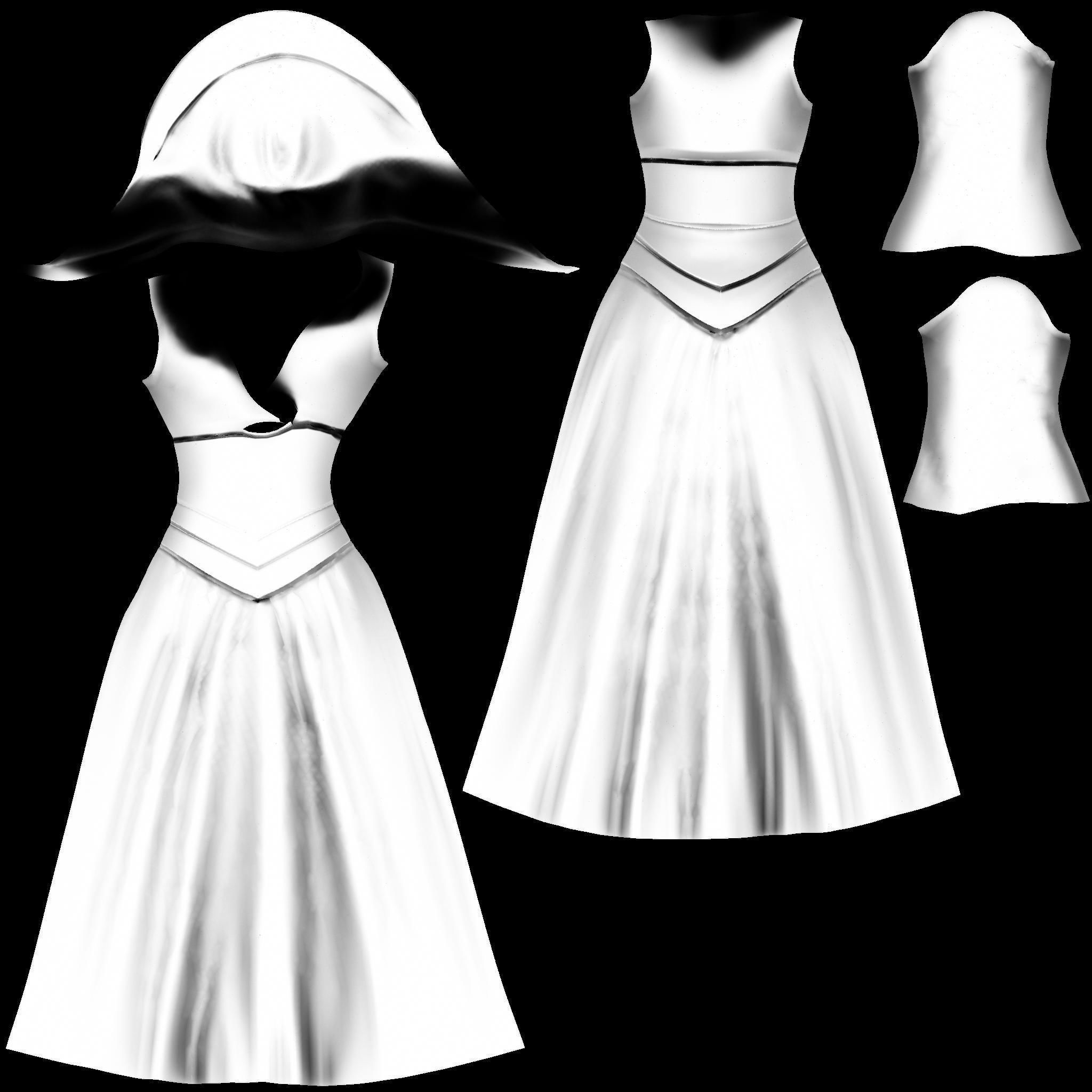 Stahma Hooded Gown With Hair  Low-poly 3D model_9