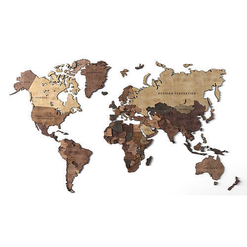 Wooden panel - world map 2 3D model