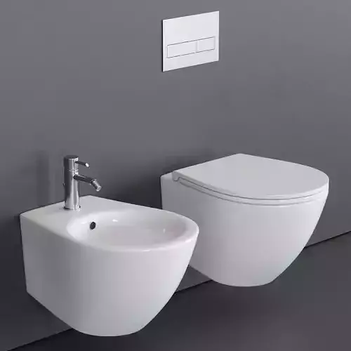 Esedra by SDR Ceramiche Bull 500 Wall-Hung WC Low-poly 3D model