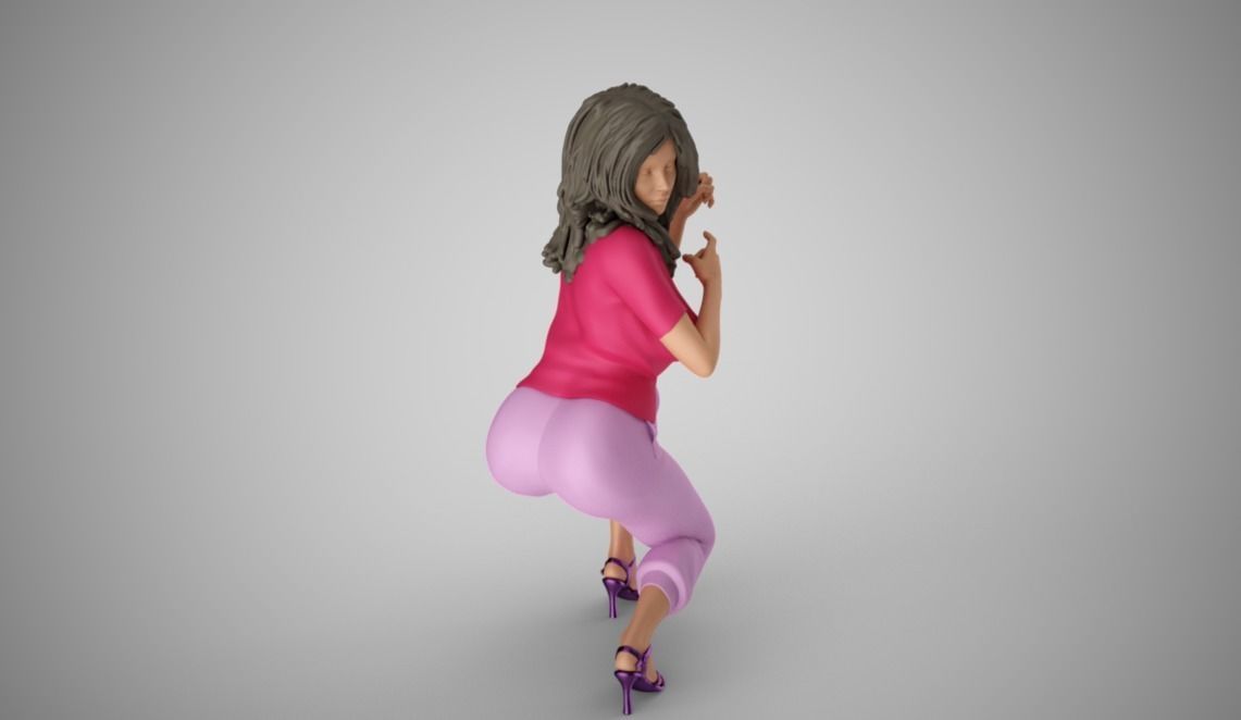 Hiding Woman 3D print model_4