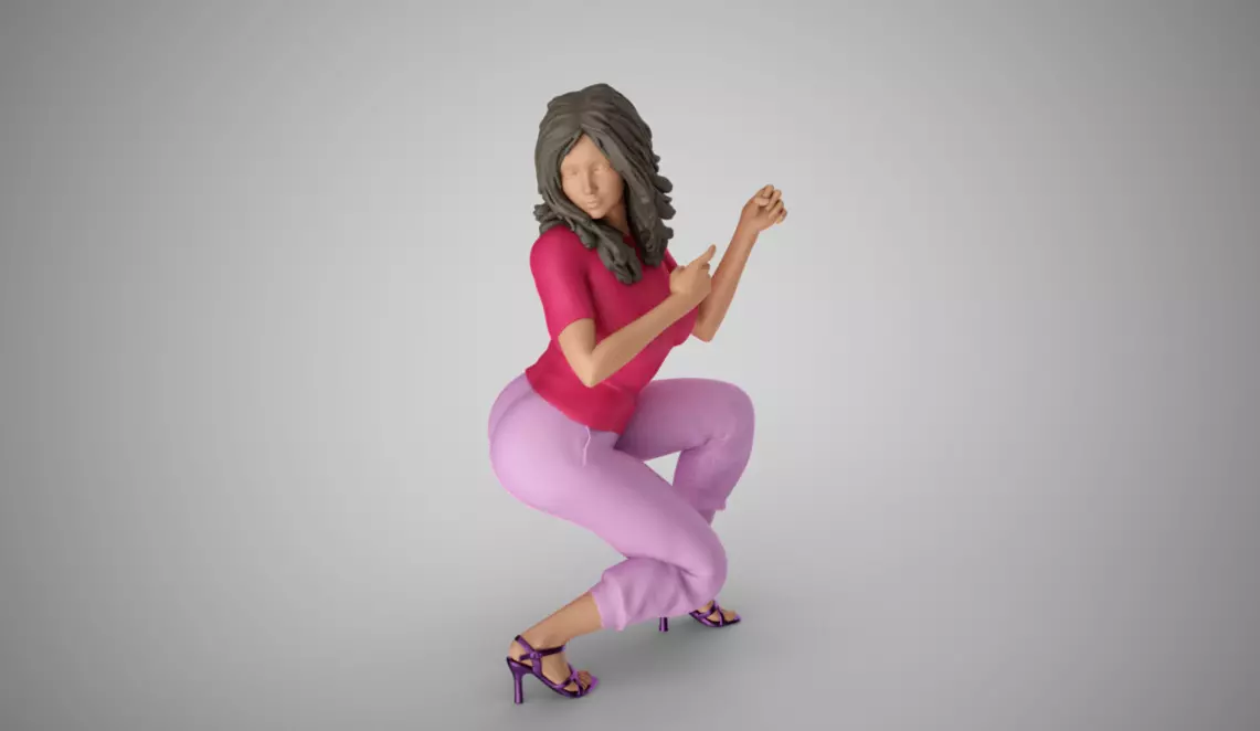 Hiding Woman 3D print model_0