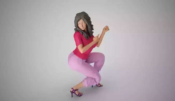 Hiding Woman 3D print model