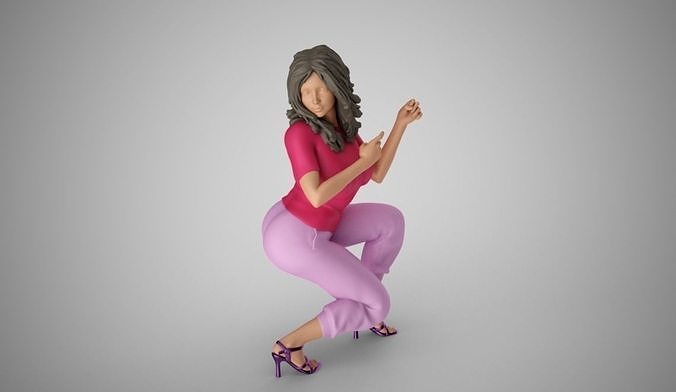 Hiding Woman 3D print model