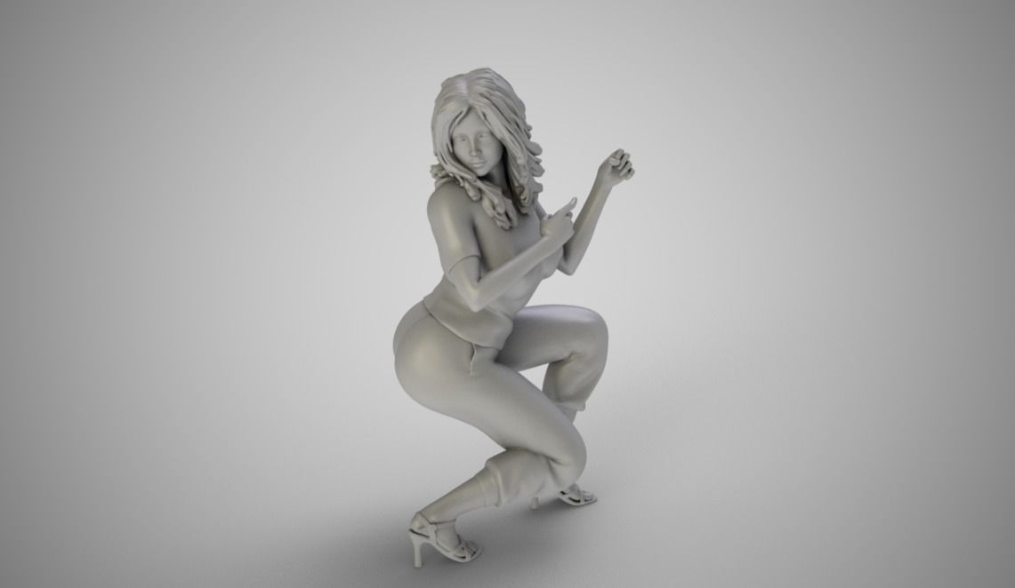 Hiding Woman 3D print model_1