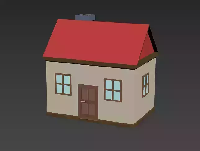 House Low Poly door with four panels