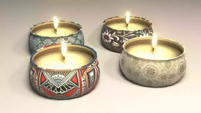 Candles 3D Model Low-poly 3D model