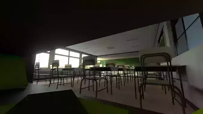 Based - Anime School Room 3D Model - V2 - Source model