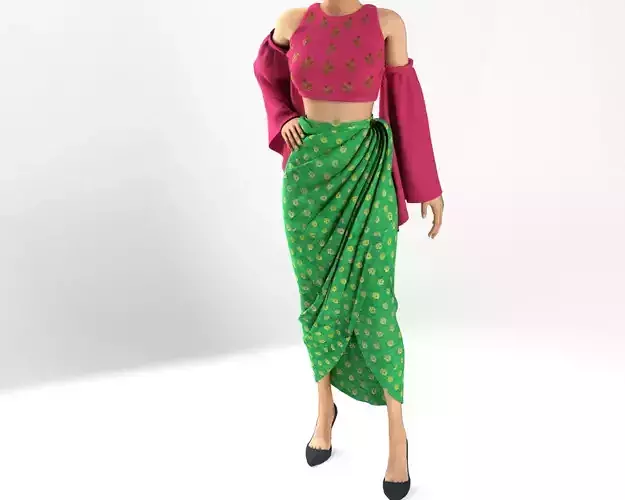 Stylish Designer Women Wrap Skirt 3D model