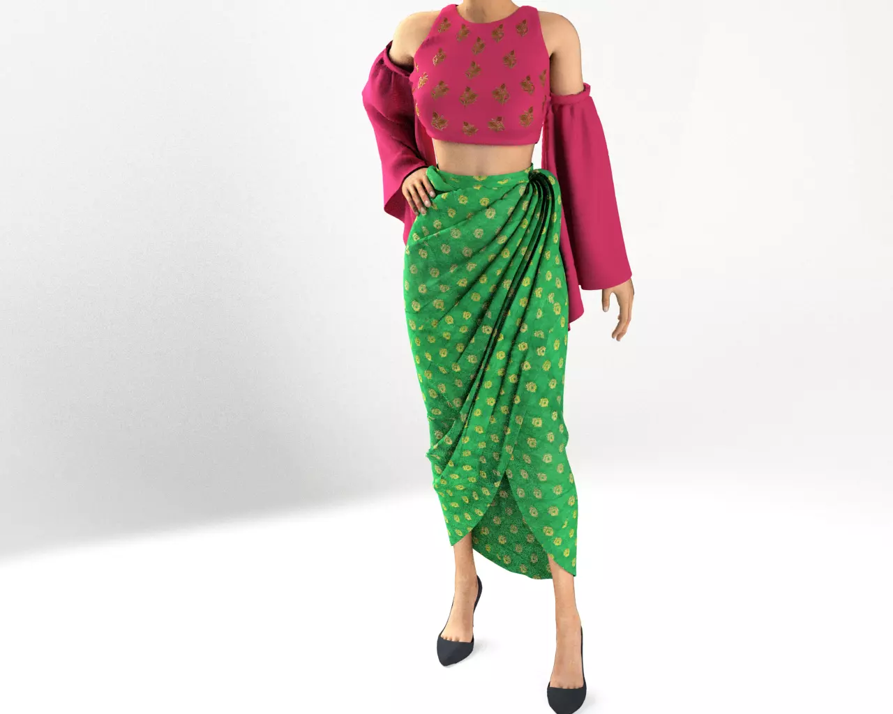 Stylish Designer Women Wrap Skirt 3D model_0