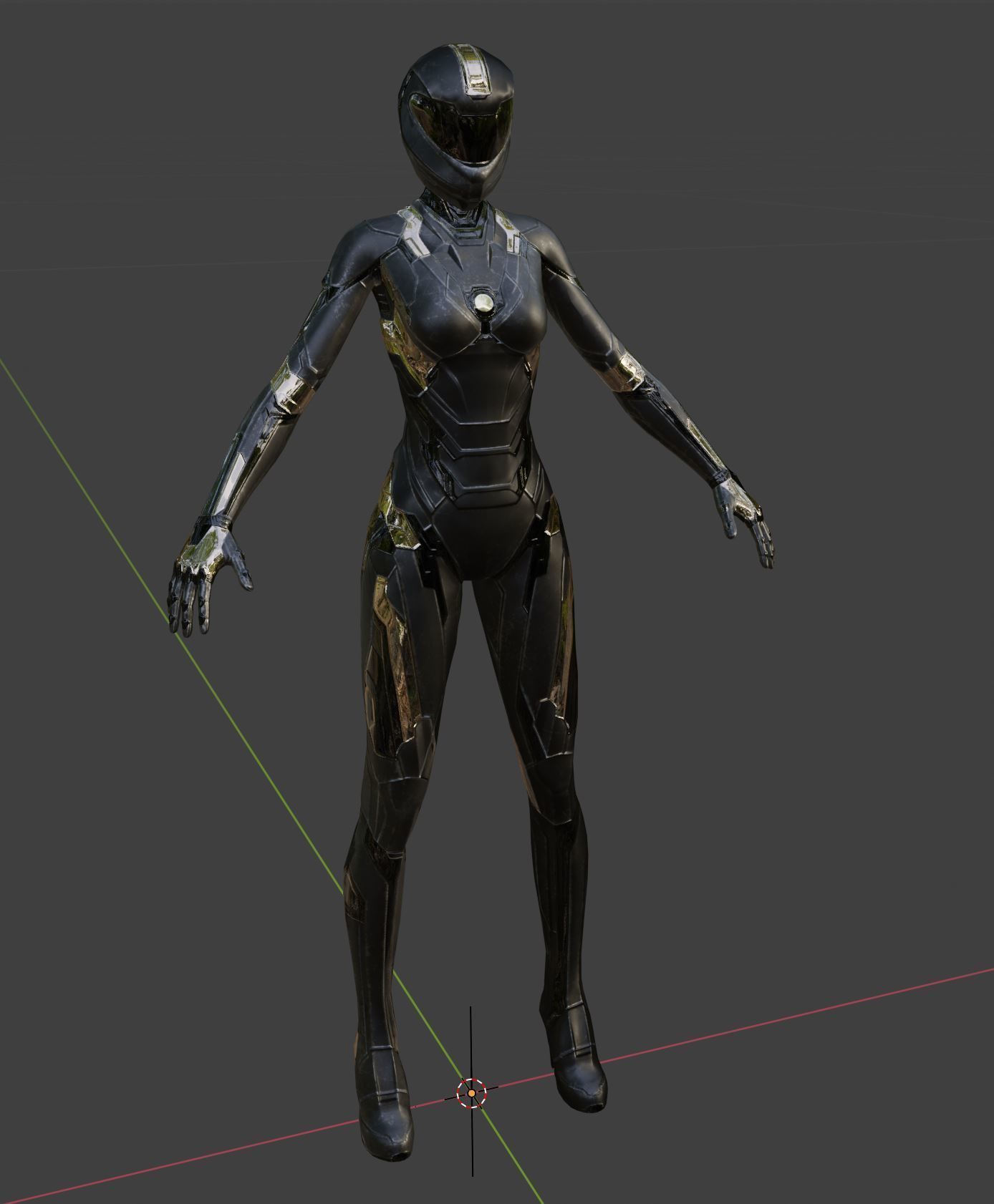 Scifi Armored Girl lowpoly Low-poly 3D model_2