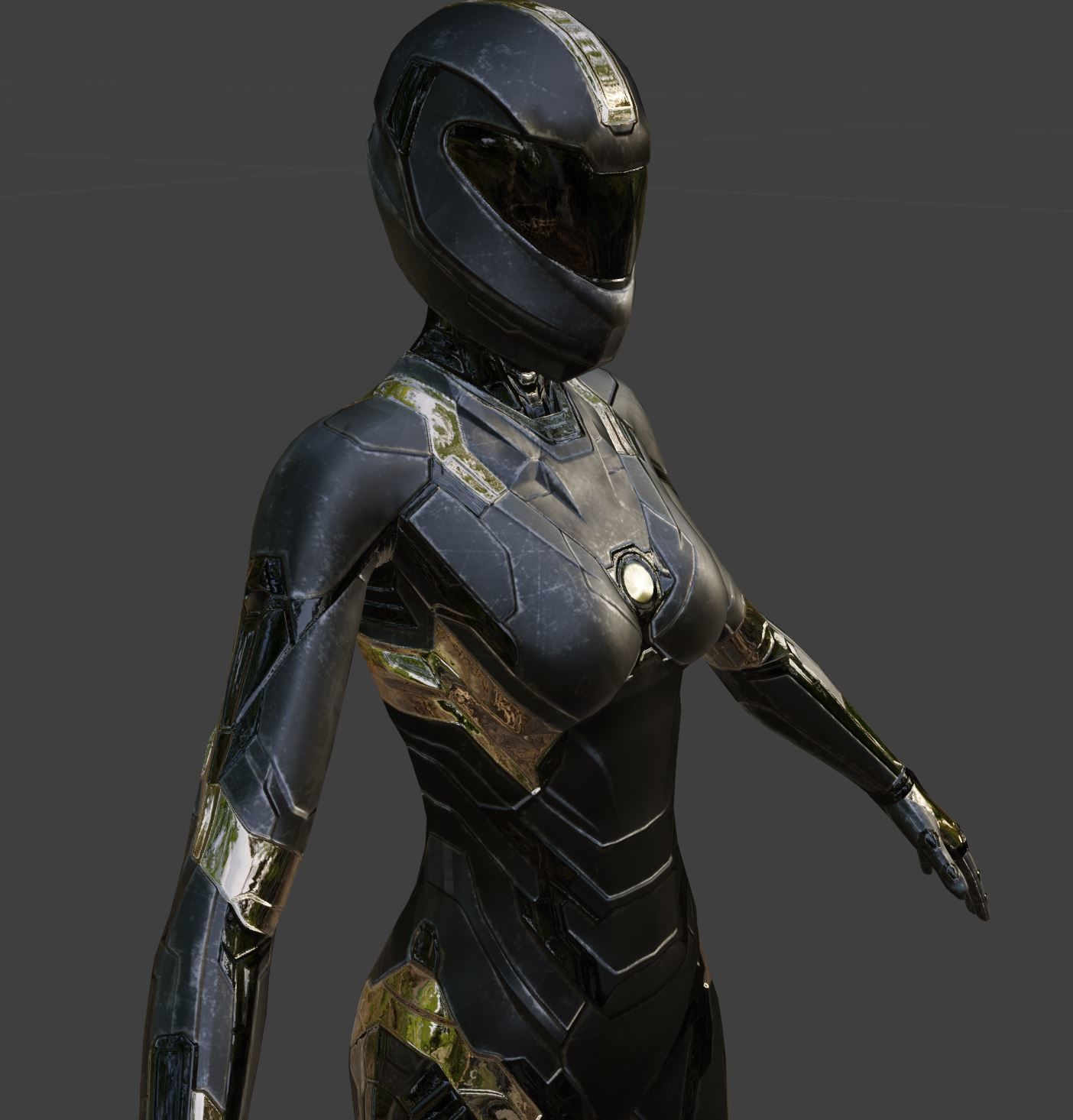 Scifi Armored Girl lowpoly Low-poly 3D model_1
