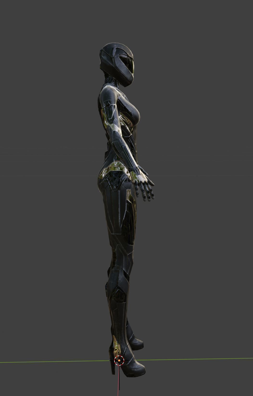 Scifi Armored Girl lowpoly Low-poly 3D model_3