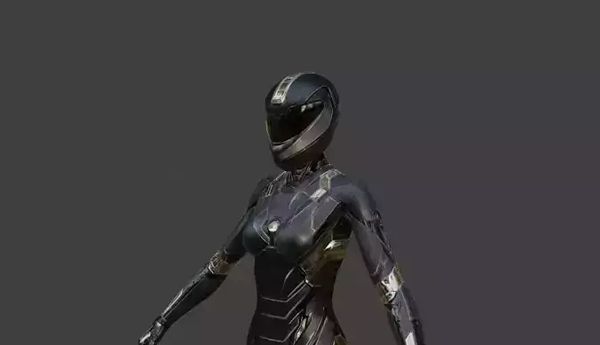 Scifi Armored Girl lowpoly Low-poly 3D model
