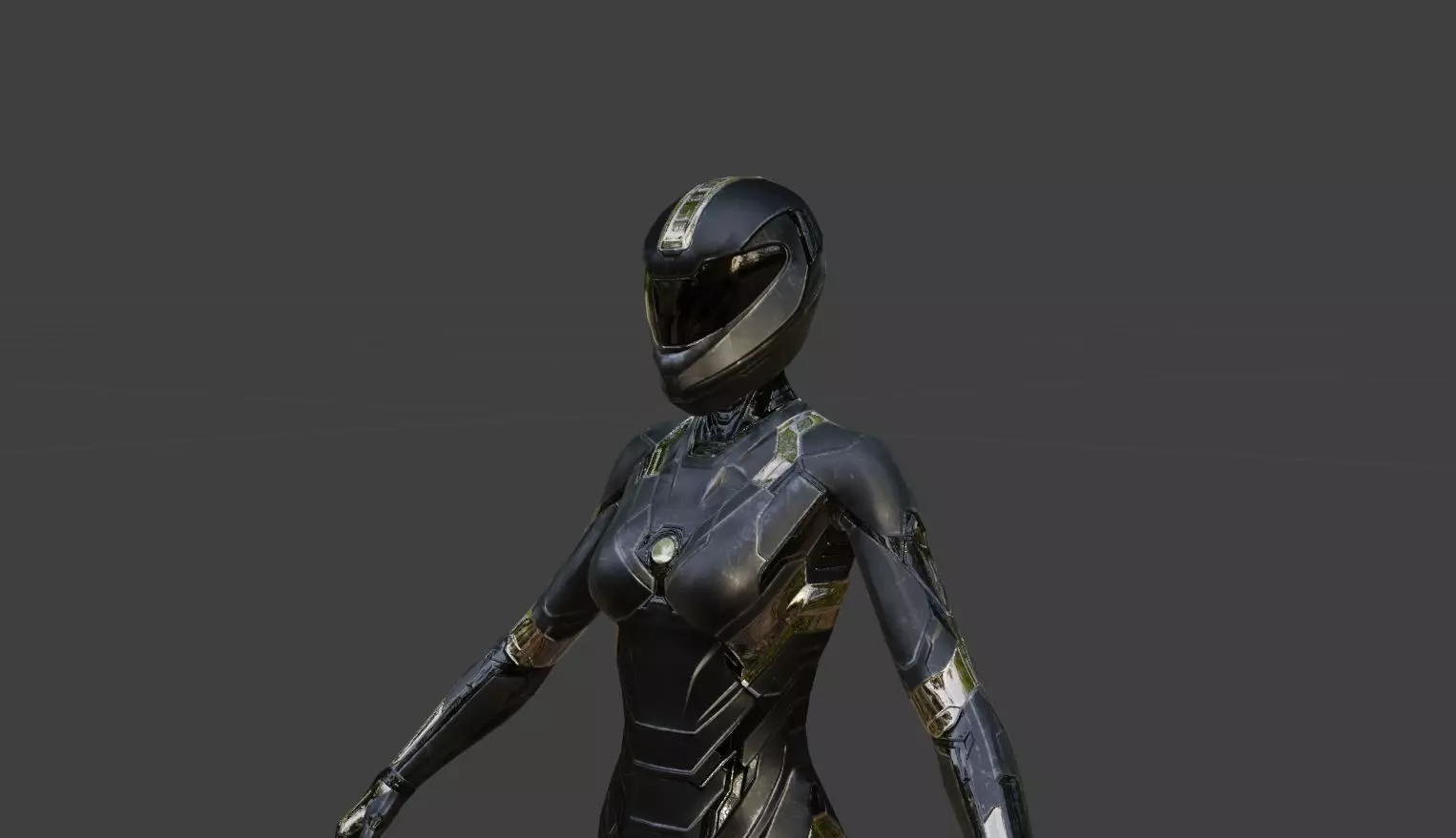 Scifi Armored Girl lowpoly Low-poly 3D model_0