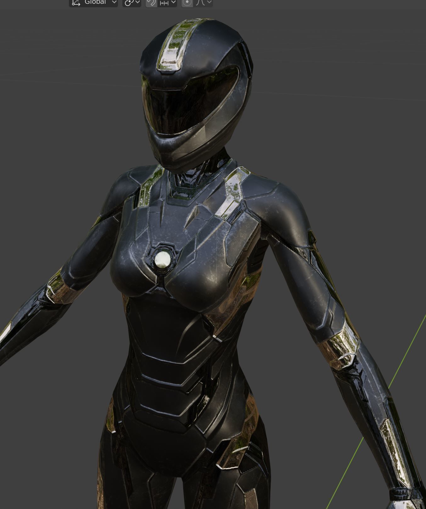 Scifi Armored Girl lowpoly Low-poly 3D model_6
