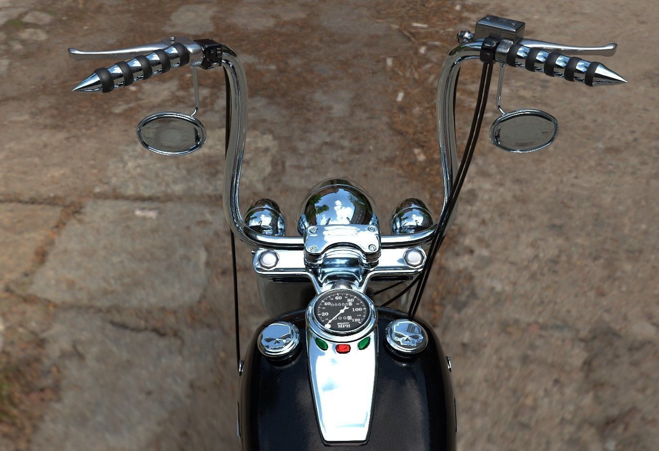 Custom Motorcycle Low-poly 3D model_3