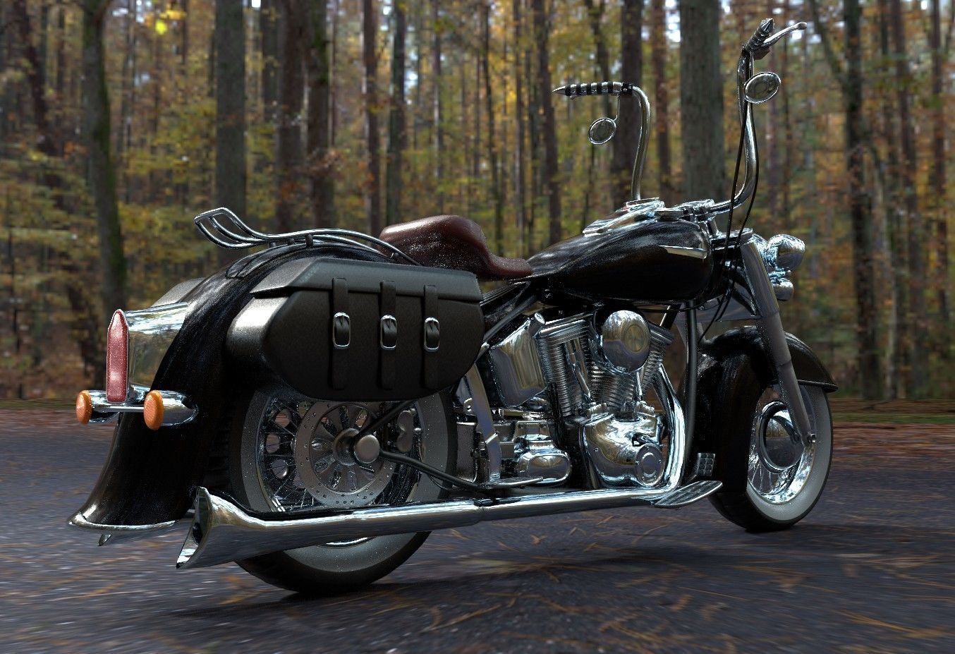 Custom Motorcycle Low-poly 3D model_2