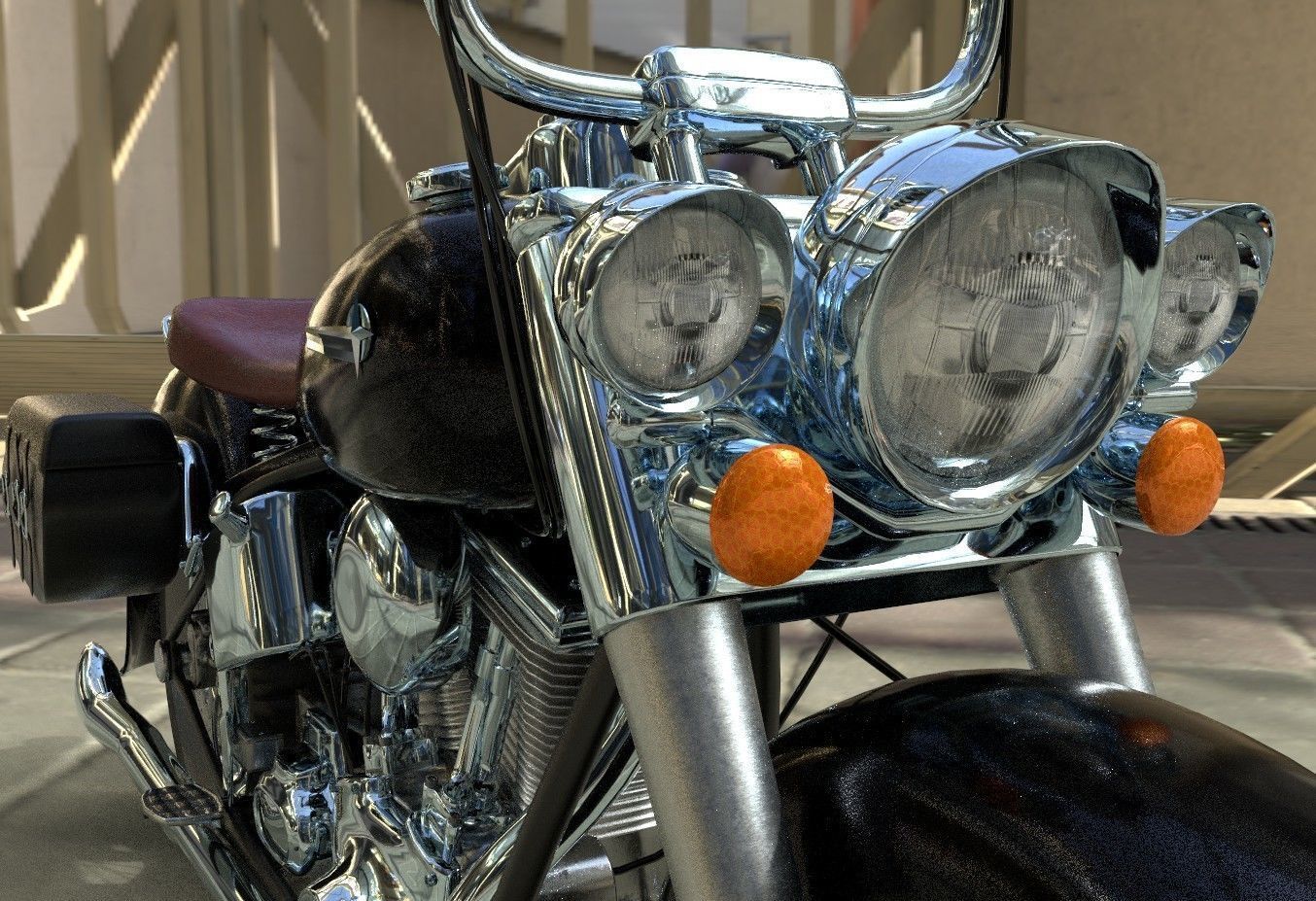 Custom Motorcycle Low-poly 3D model_7