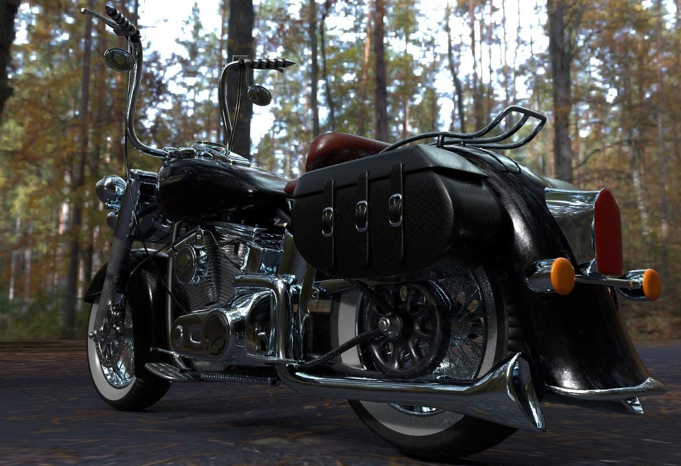 Custom Motorcycle Low-poly 3D model_19