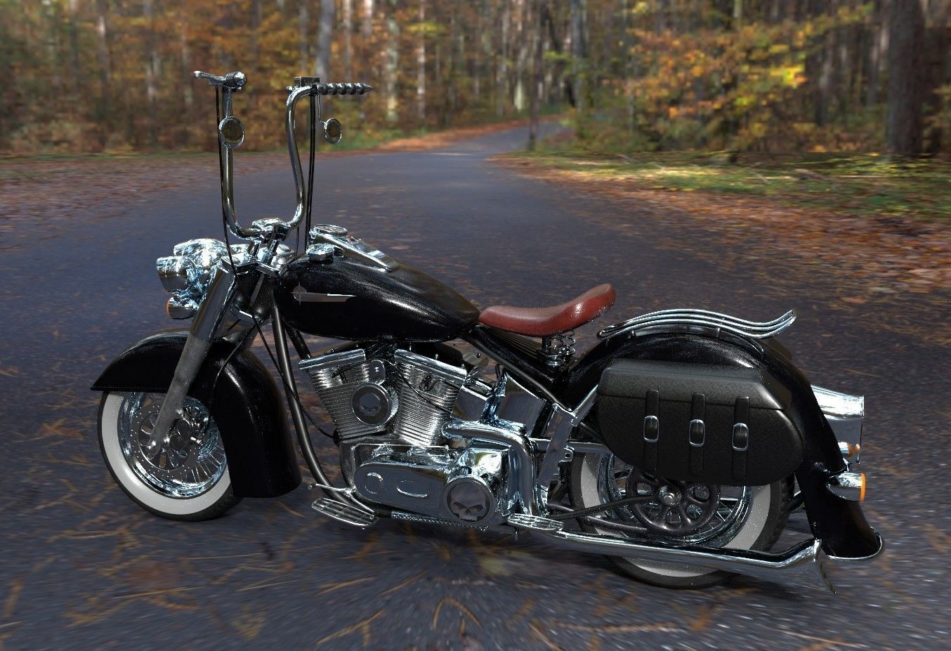 Custom Motorcycle Low-poly 3D model_9