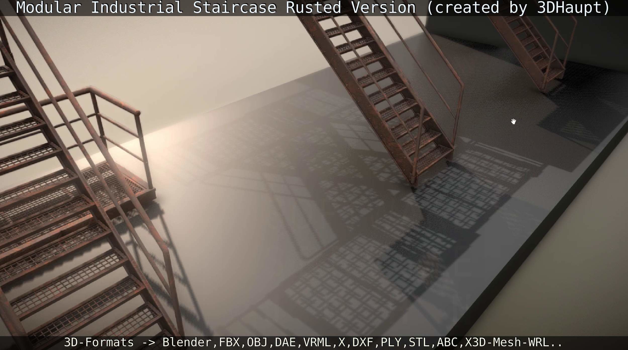 Modular Industrial Staircase Rusted Version - High-Poly 3D model_22