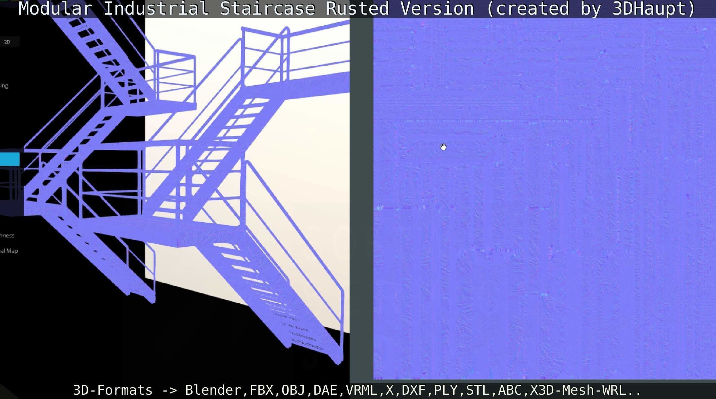 Modular Industrial Staircase Rusted Version - High-Poly 3D model_88