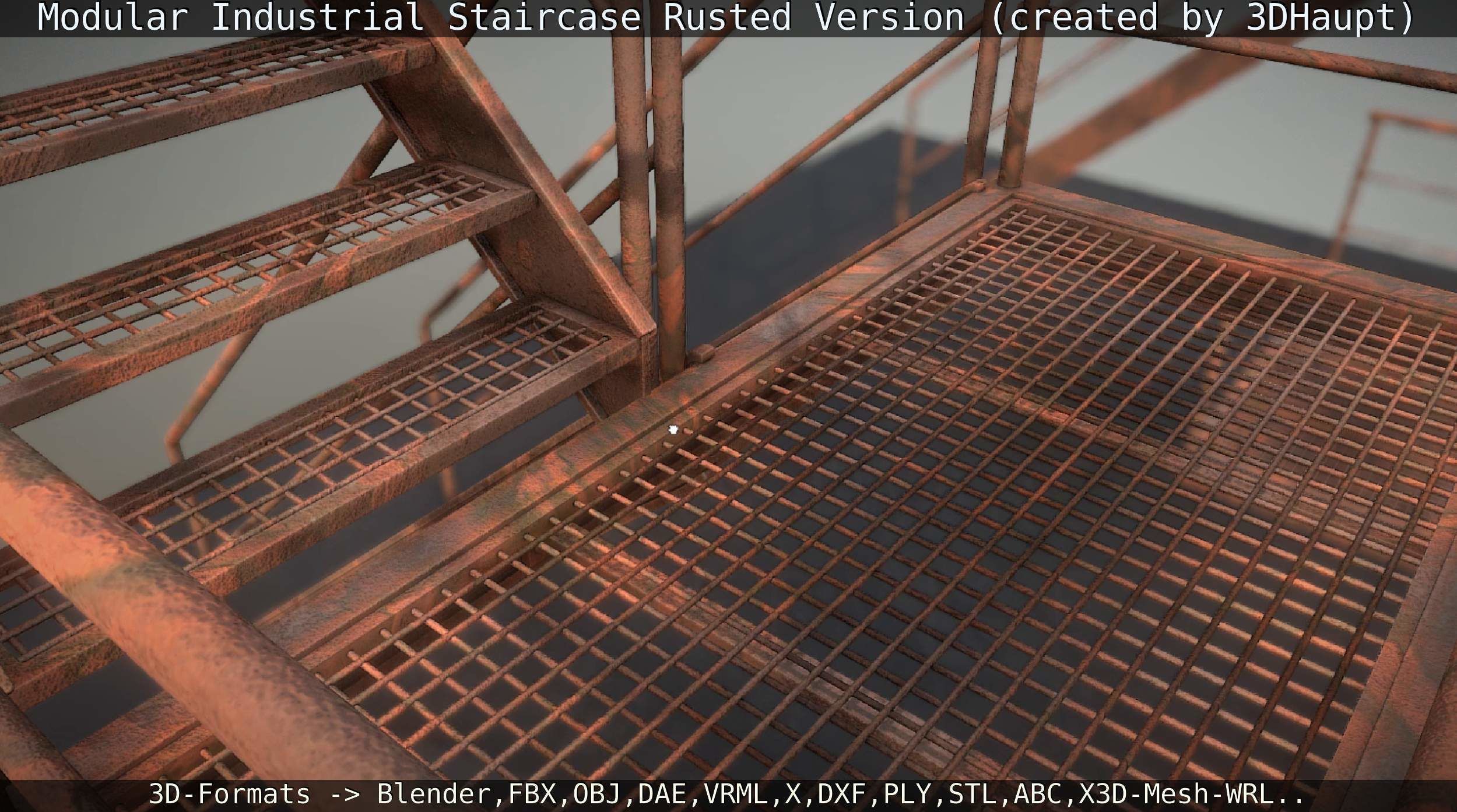 Modular Industrial Staircase Rusted Version - High-Poly 3D model_68