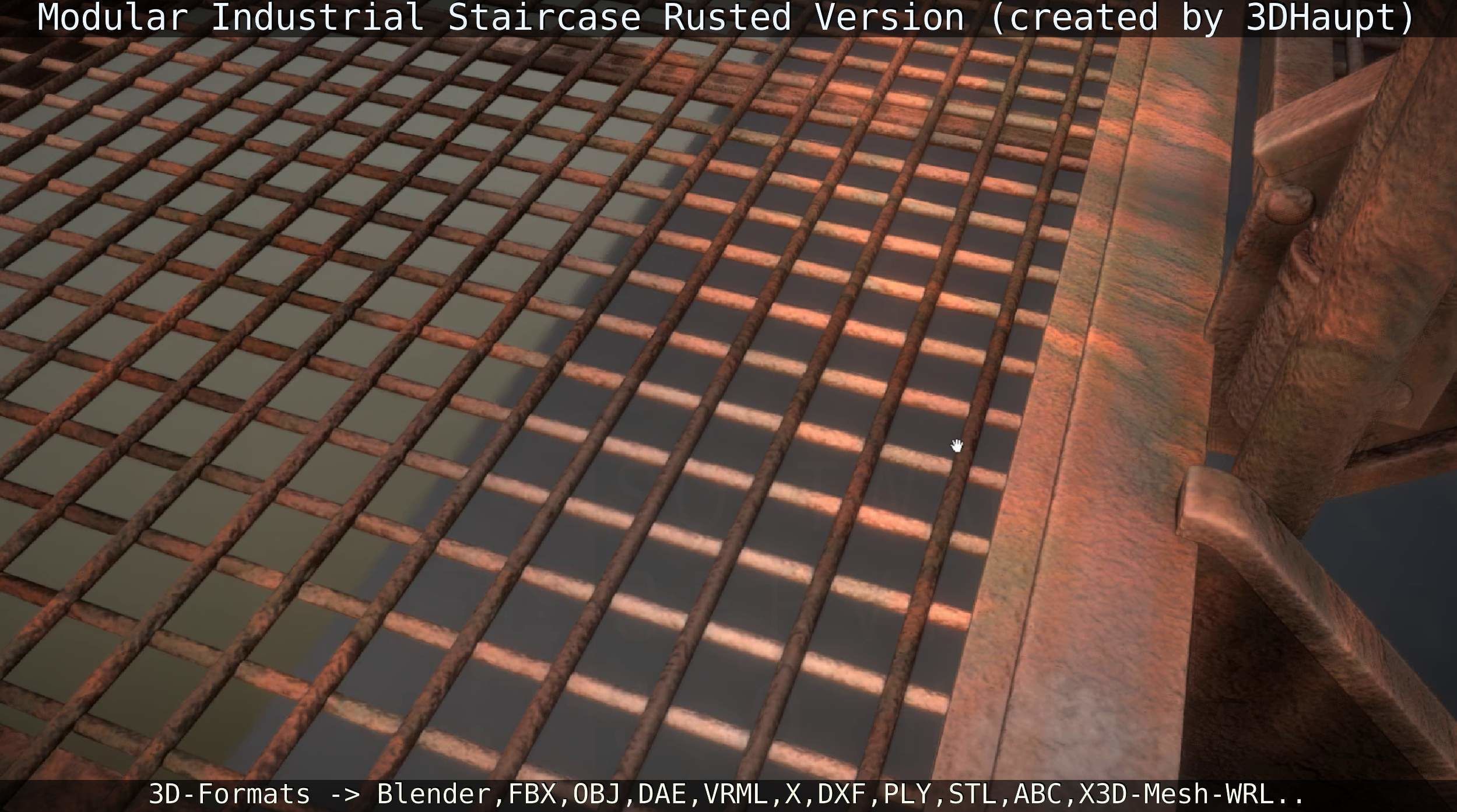 Modular Industrial Staircase Rusted Version - High-Poly 3D model_53