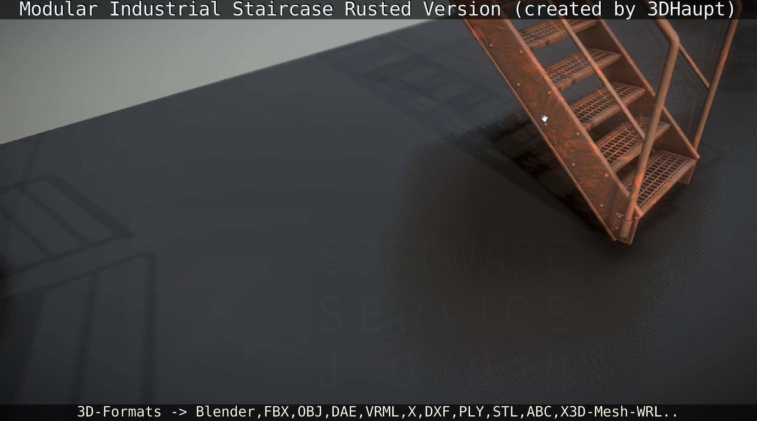 Modular Industrial Staircase Rusted Version - High-Poly 3D model_42