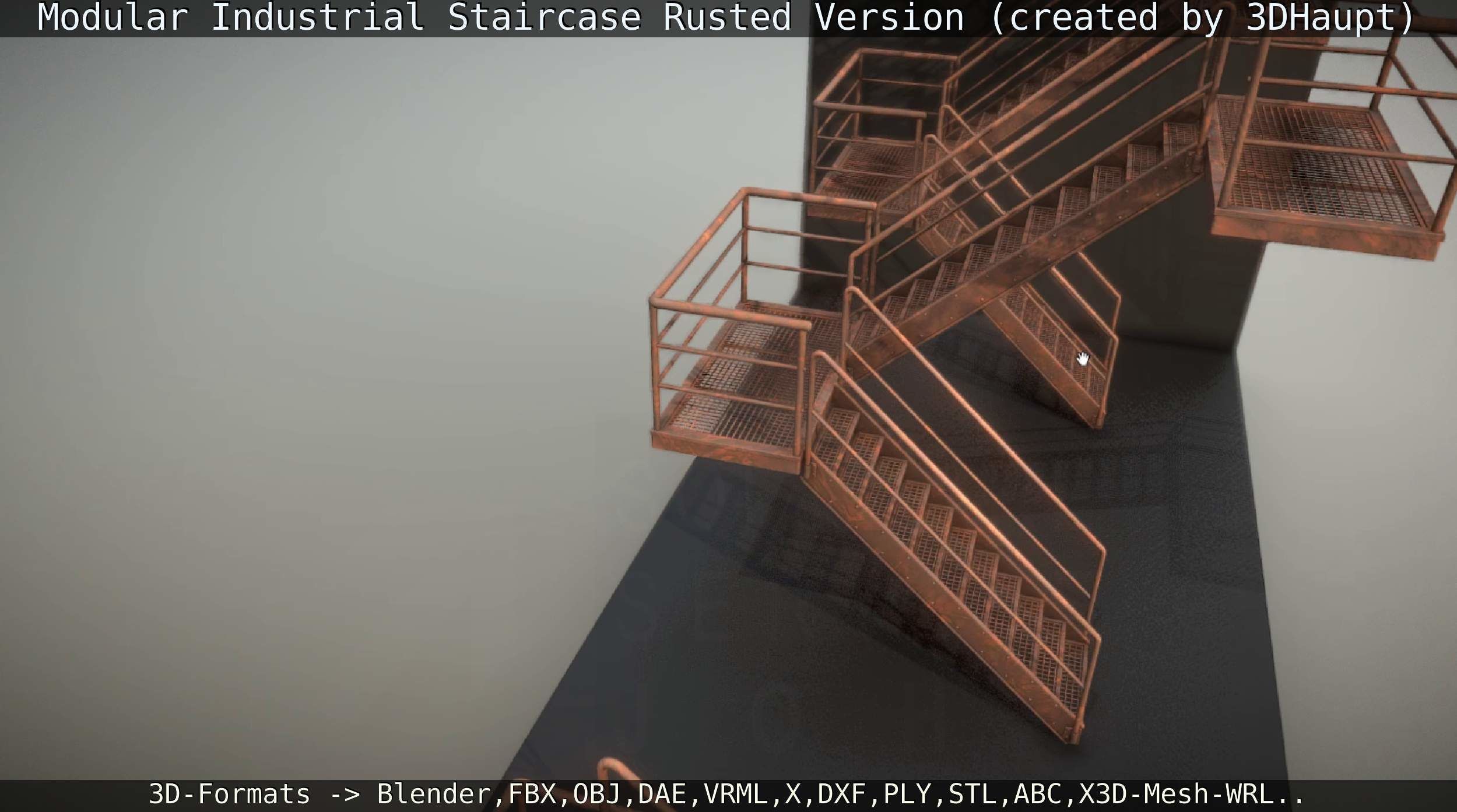 Modular Industrial Staircase Rusted Version - High-Poly 3D model_83