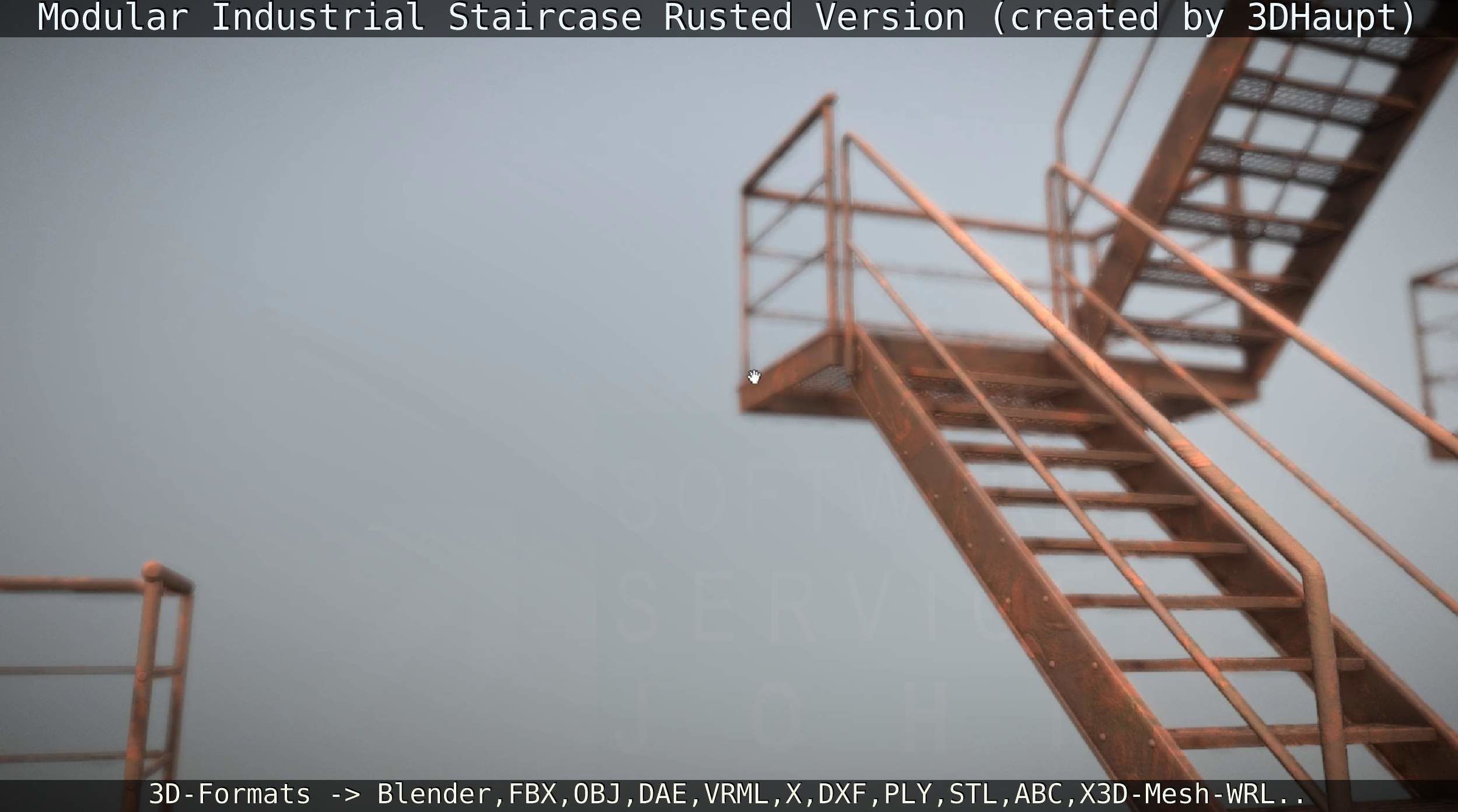 Modular Industrial Staircase Rusted Version - High-Poly 3D model_77