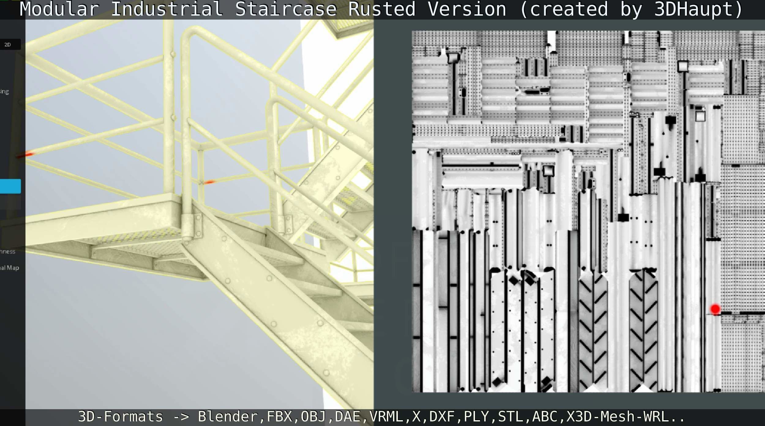 Modular Industrial Staircase Rusted Version - High-Poly 3D model_112