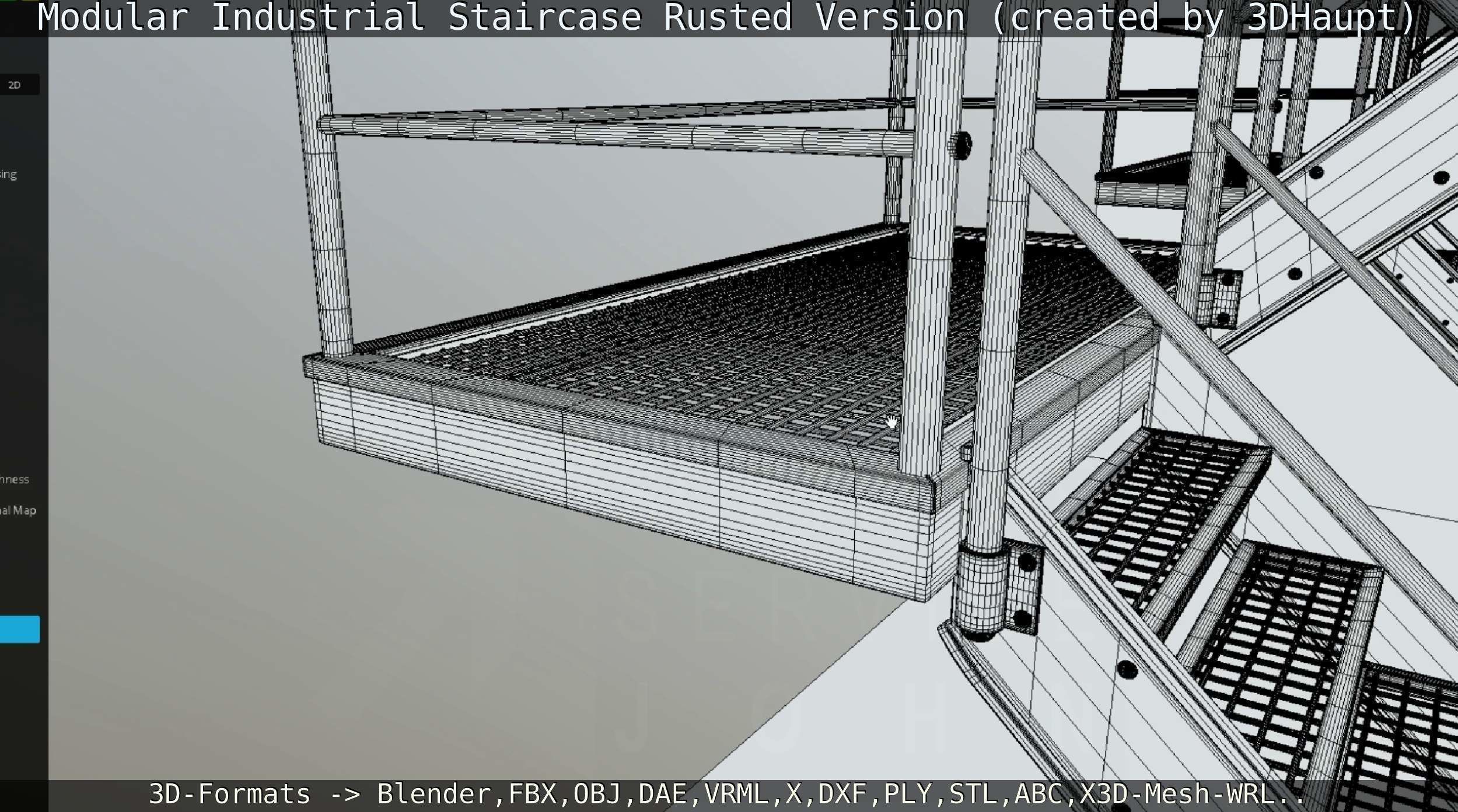 Modular Industrial Staircase Rusted Version - High-Poly 3D model_65