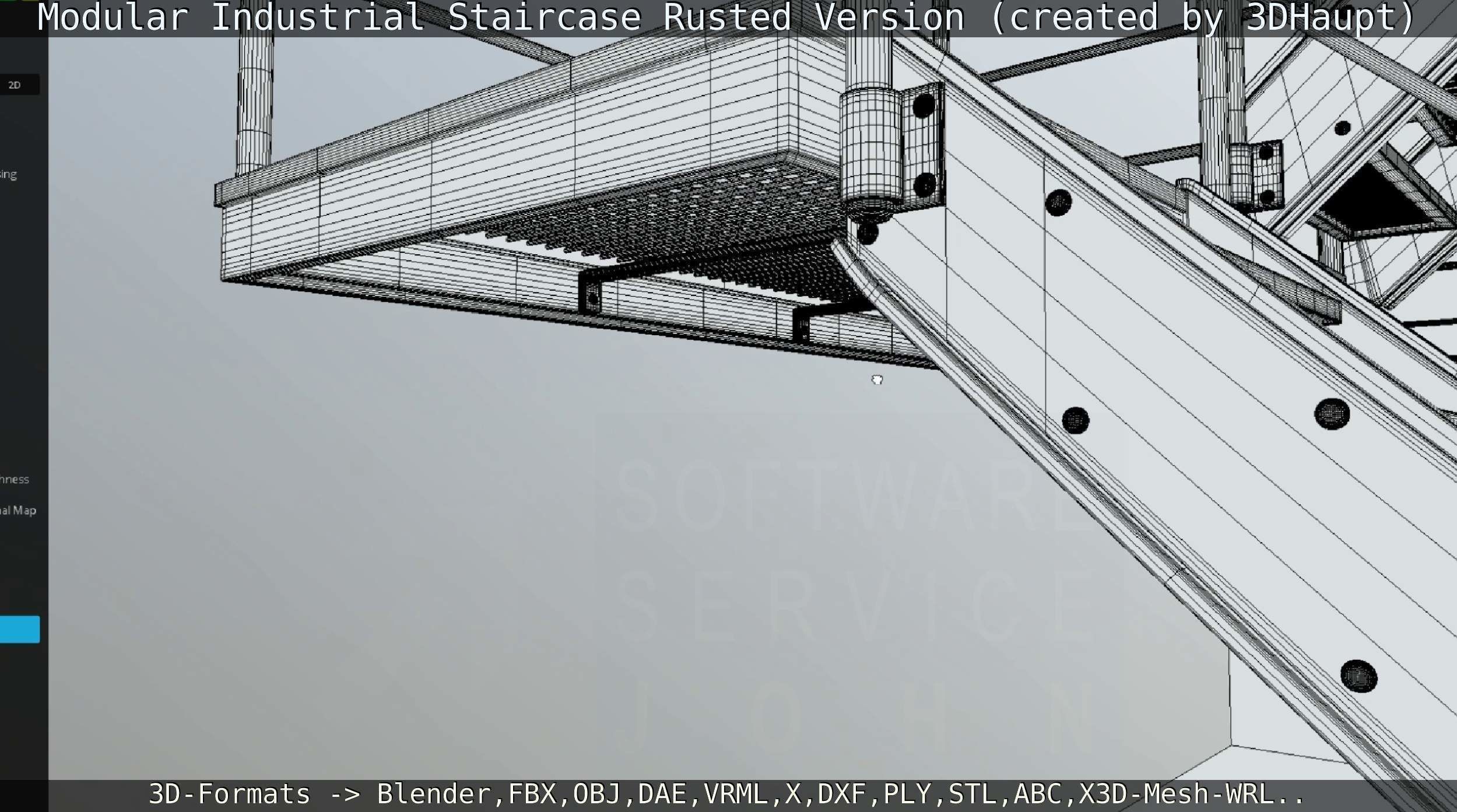 Modular Industrial Staircase Rusted Version - High-Poly 3D model_66