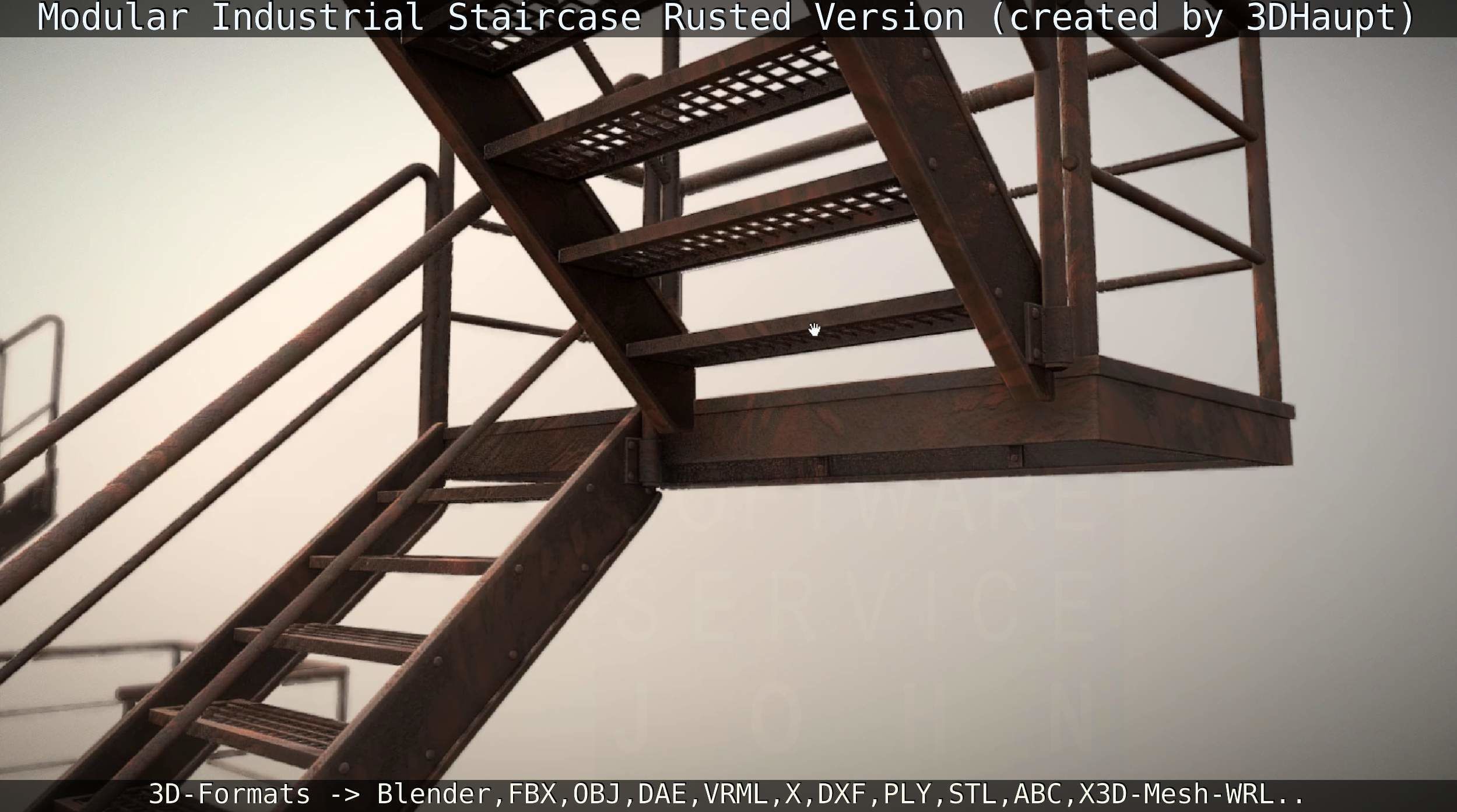 Modular Industrial Staircase Rusted Version - High-Poly 3D model_49