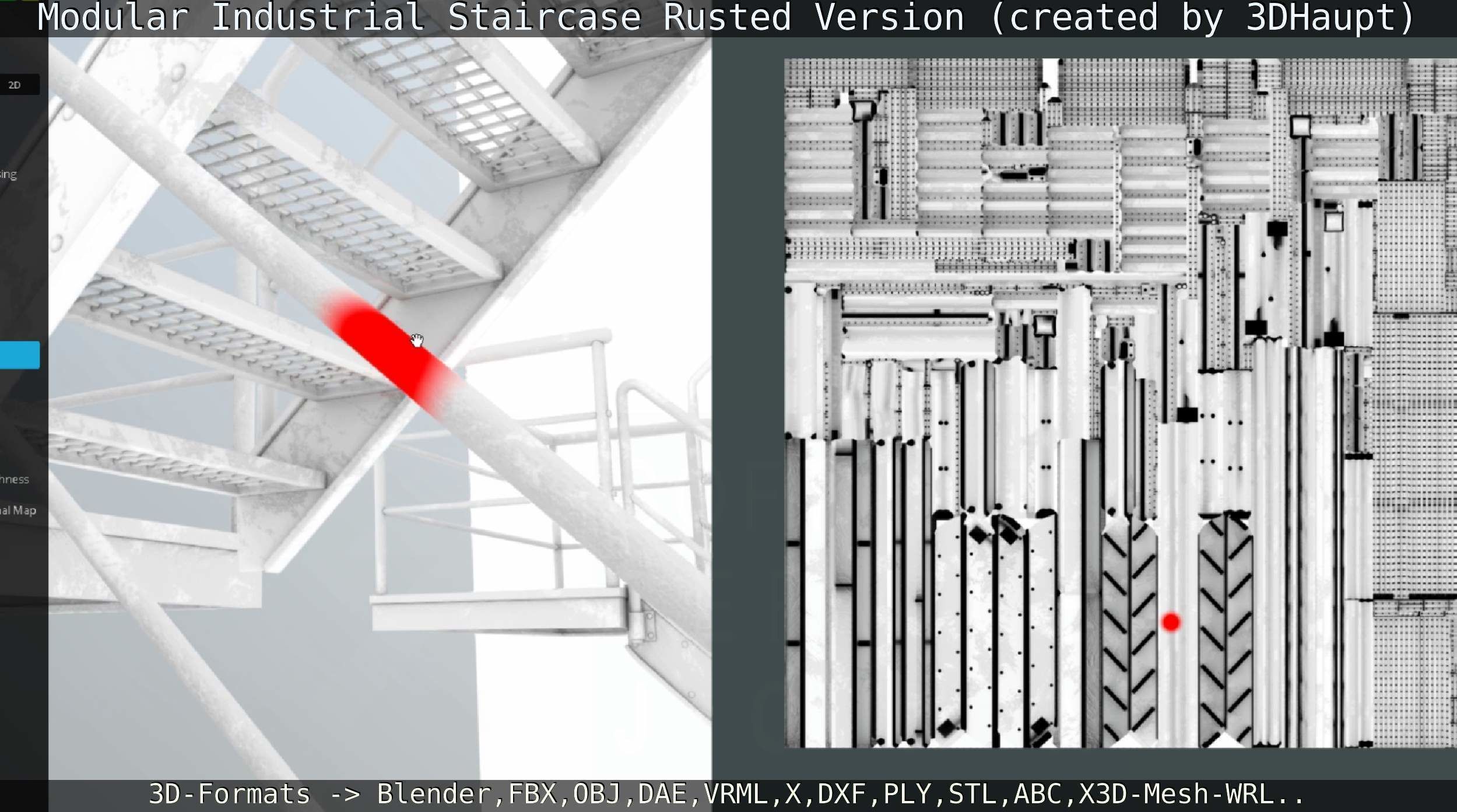 Modular Industrial Staircase Rusted Version - High-Poly 3D model_108