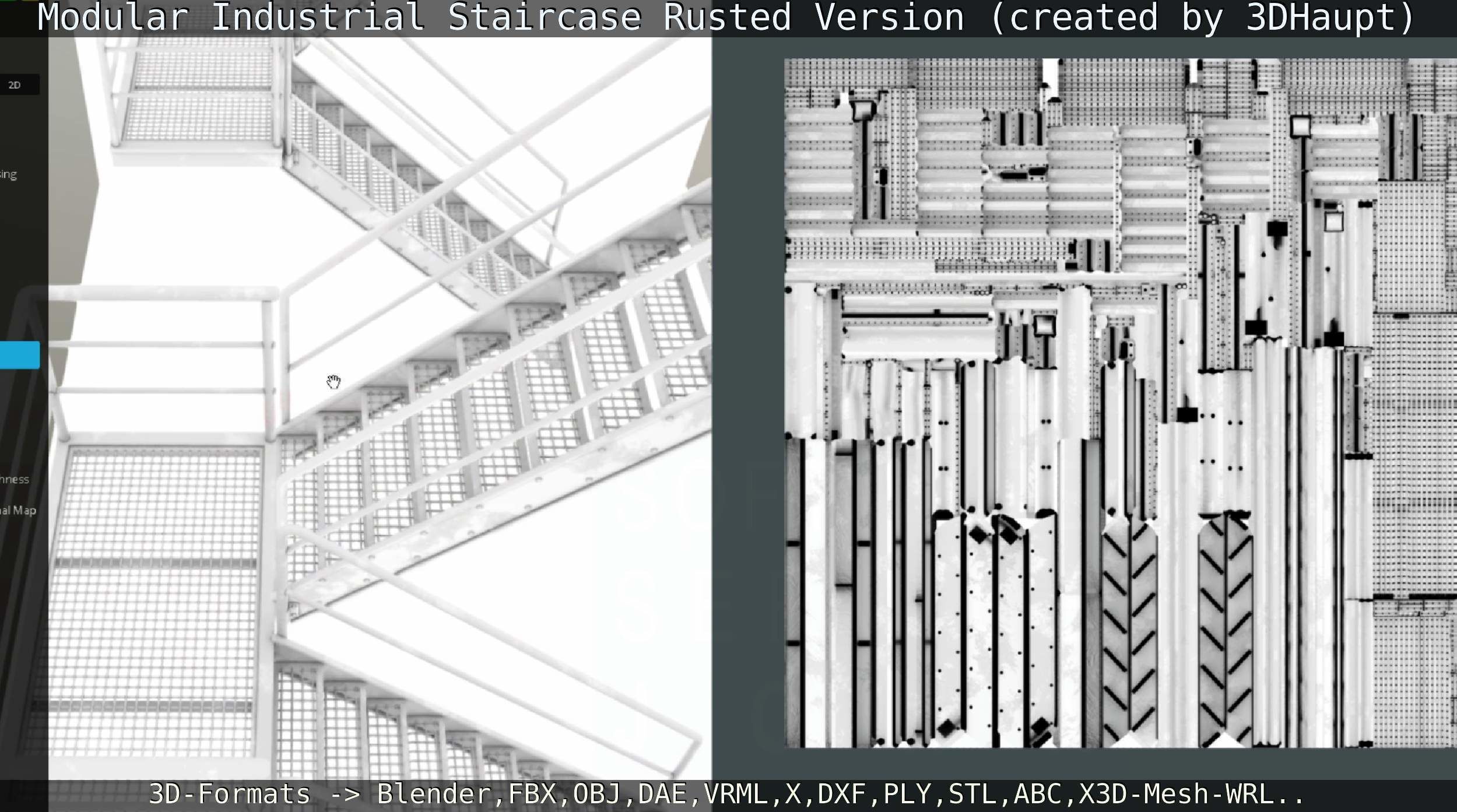 Modular Industrial Staircase Rusted Version - High-Poly 3D model_100