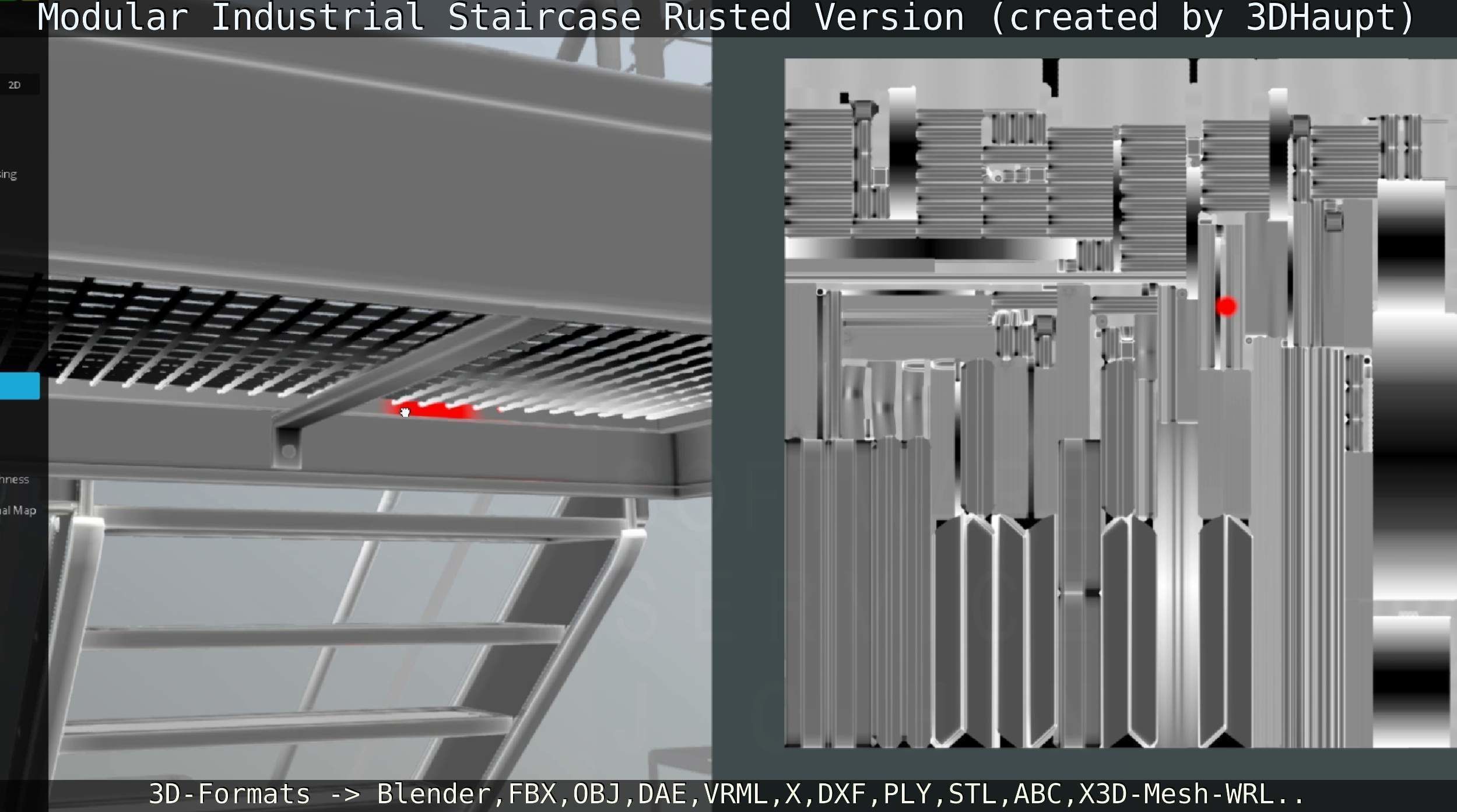 Modular Industrial Staircase Rusted Version - High-Poly 3D model_122