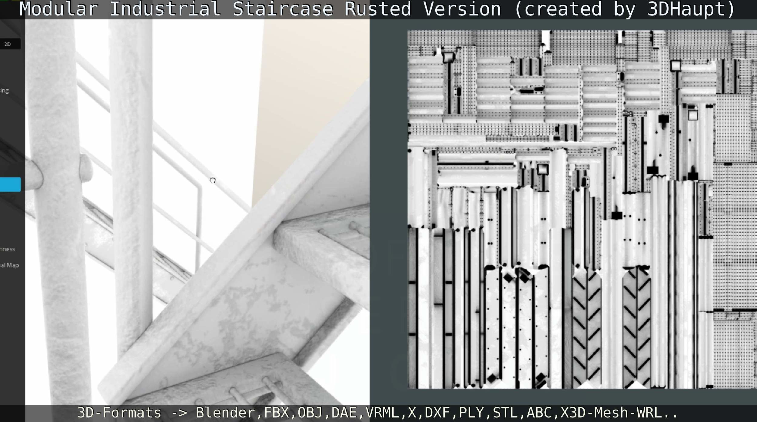 Modular Industrial Staircase Rusted Version - High-Poly 3D model_103