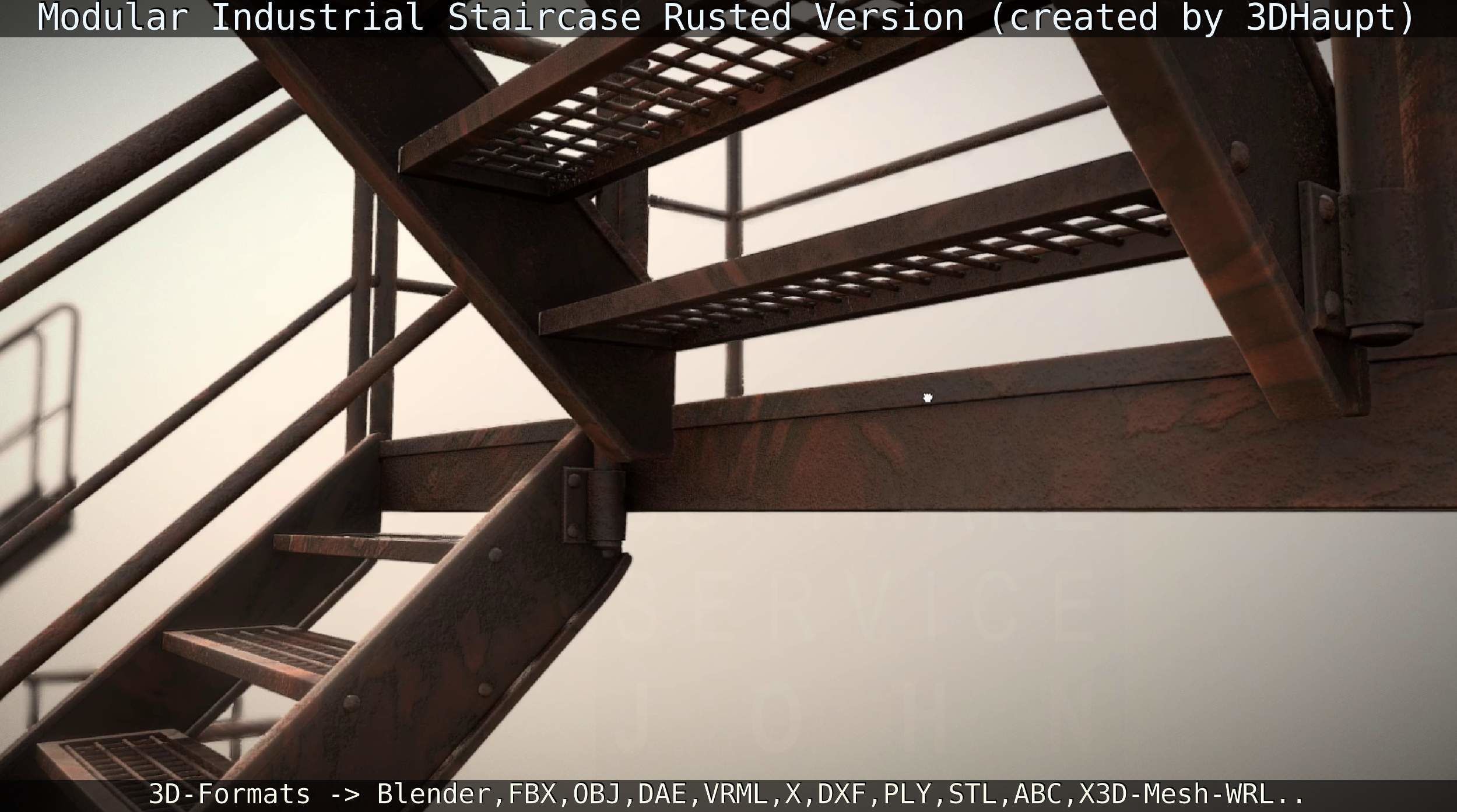 Modular Industrial Staircase Rusted Version - High-Poly 3D model_50
