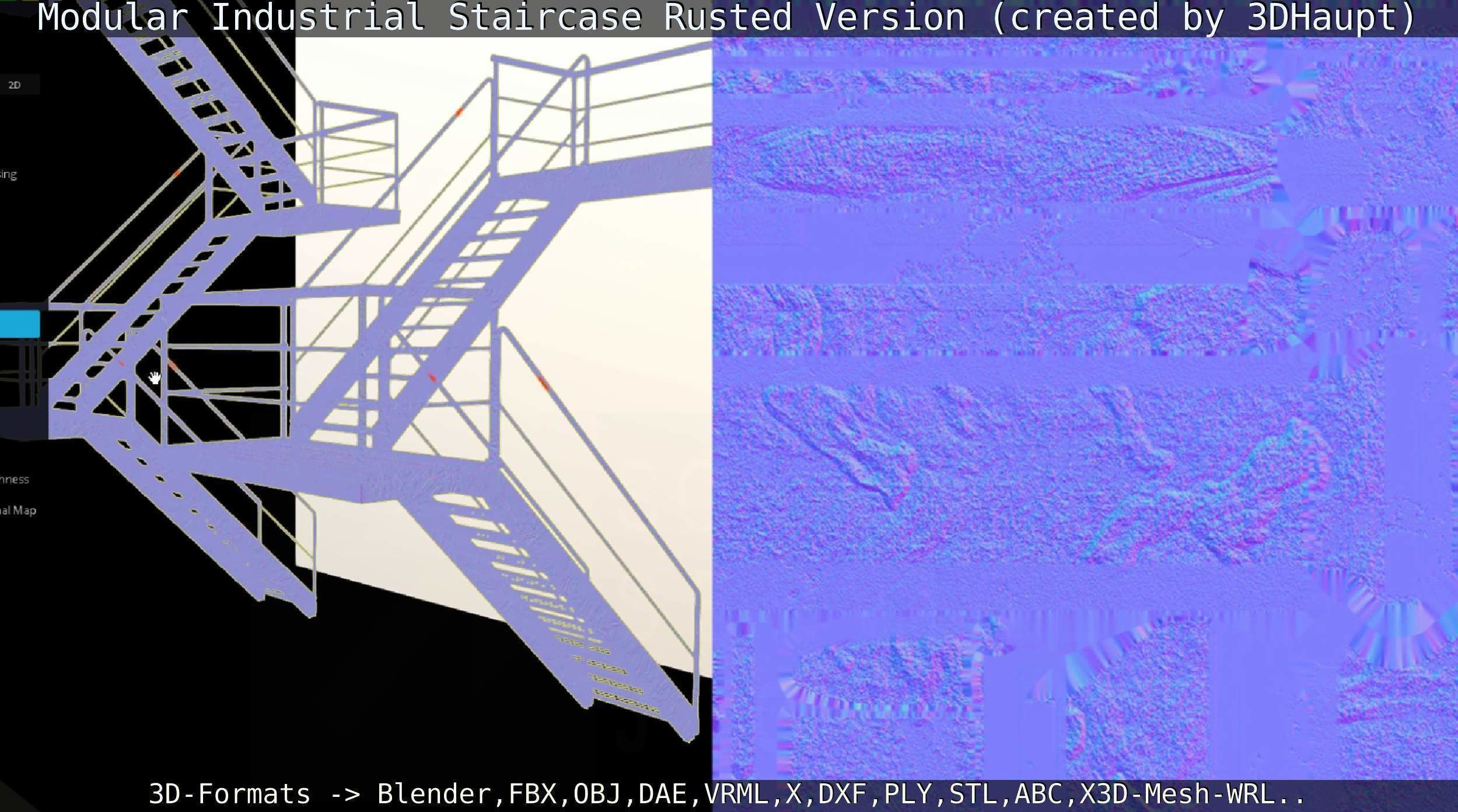 Modular Industrial Staircase Rusted Version - High-Poly 3D model_91