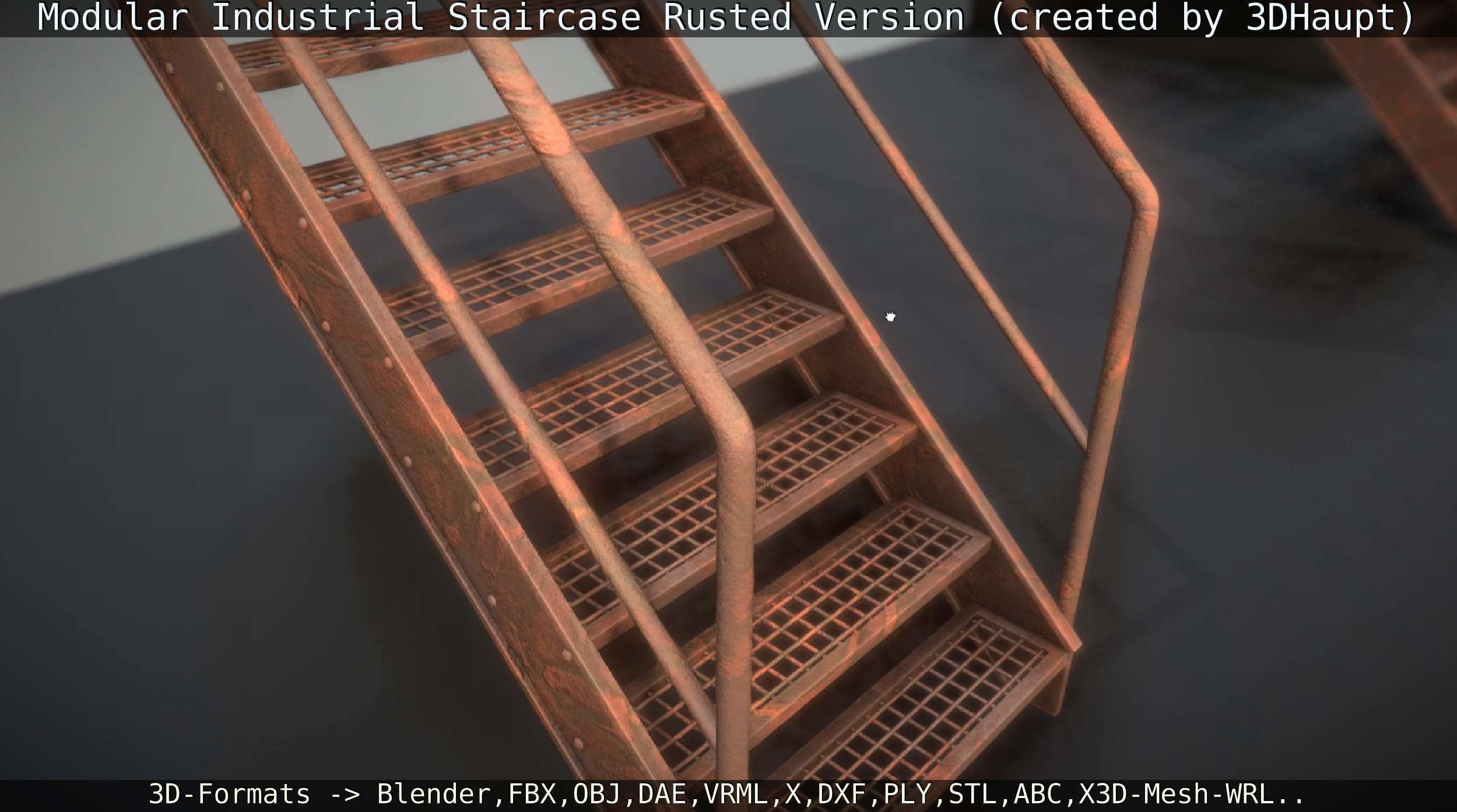 Modular Industrial Staircase Rusted Version - High-Poly 3D model_23