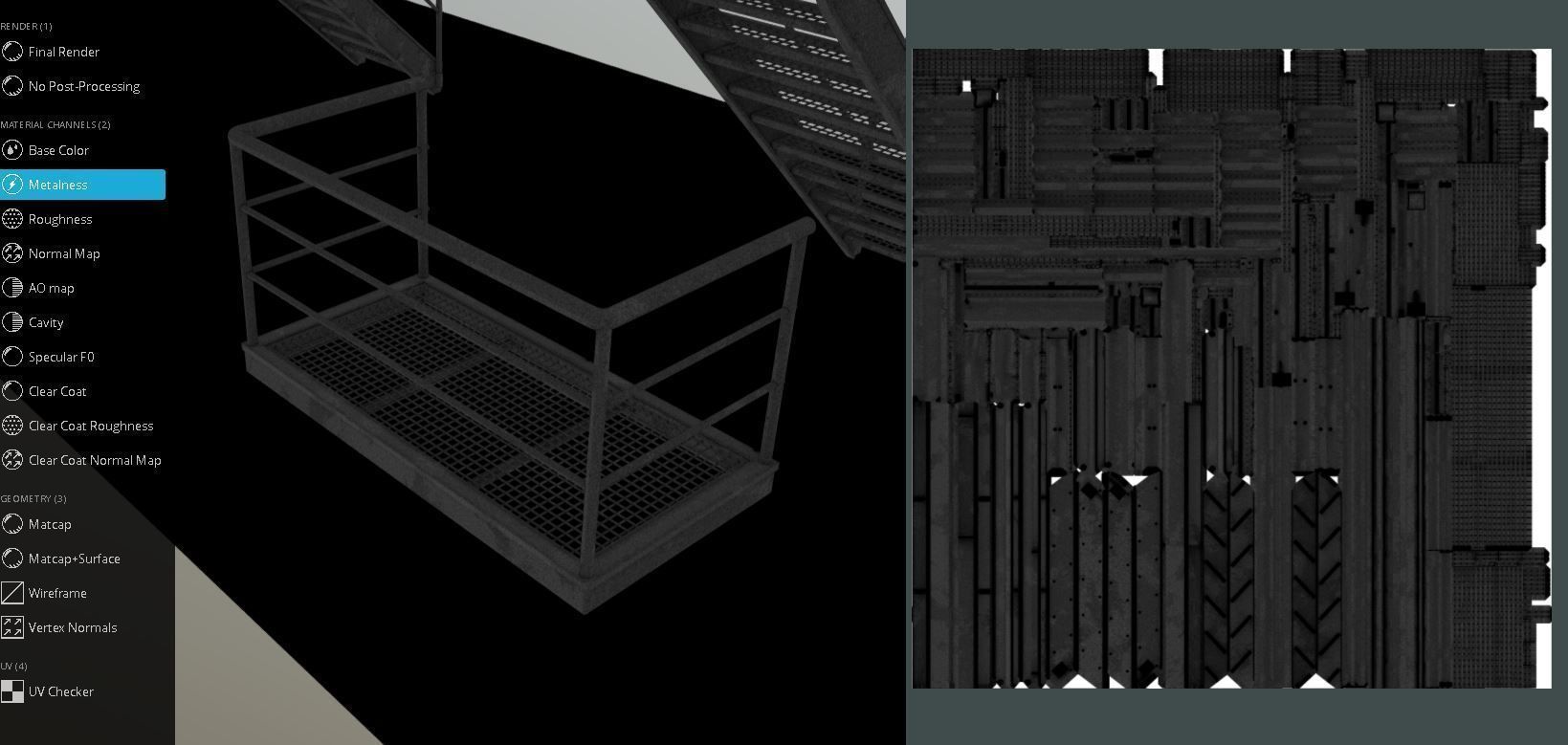 Modular Industrial Staircase Rusted Version - High-Poly 3D model_12