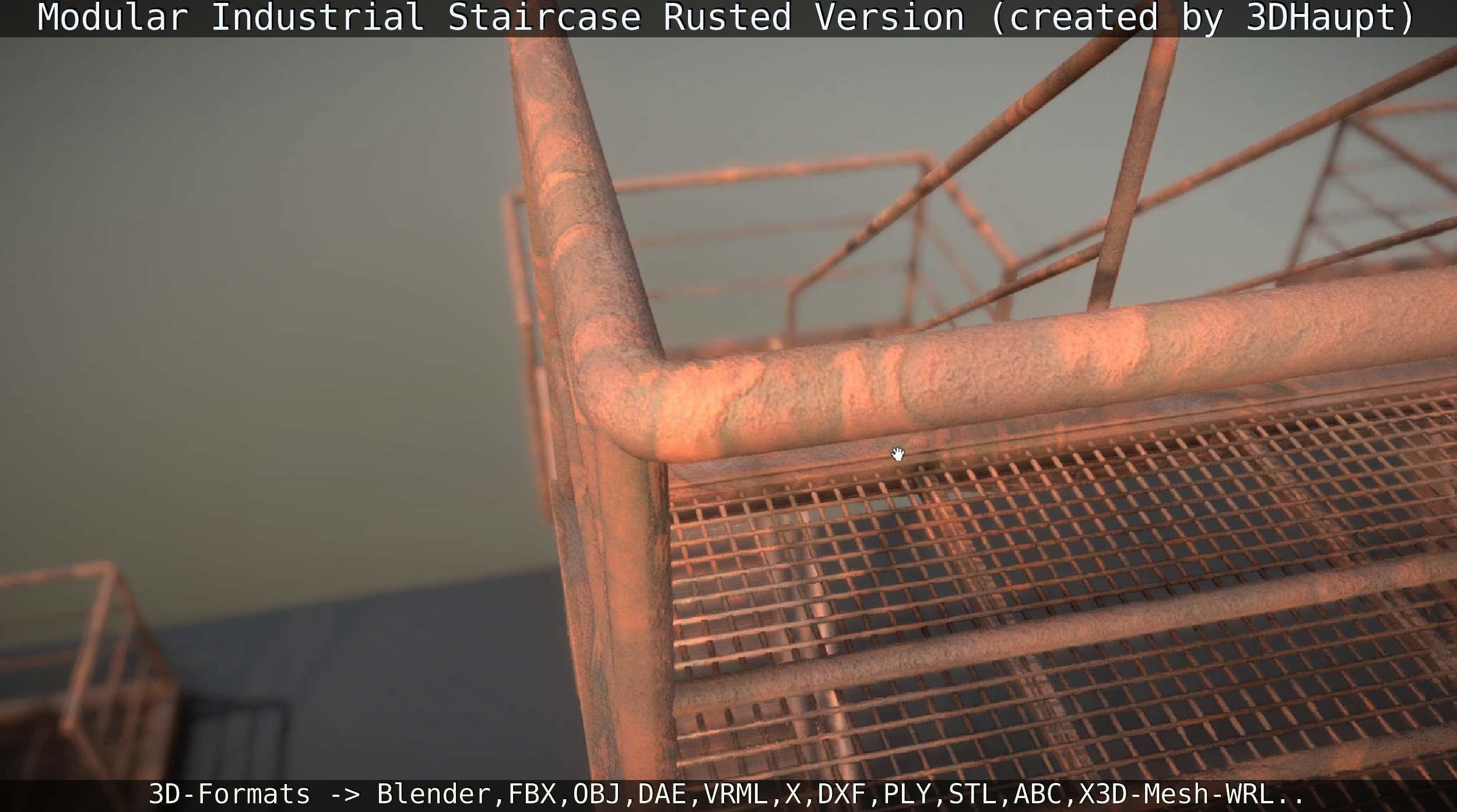 Modular Industrial Staircase Rusted Version - High-Poly 3D model_30