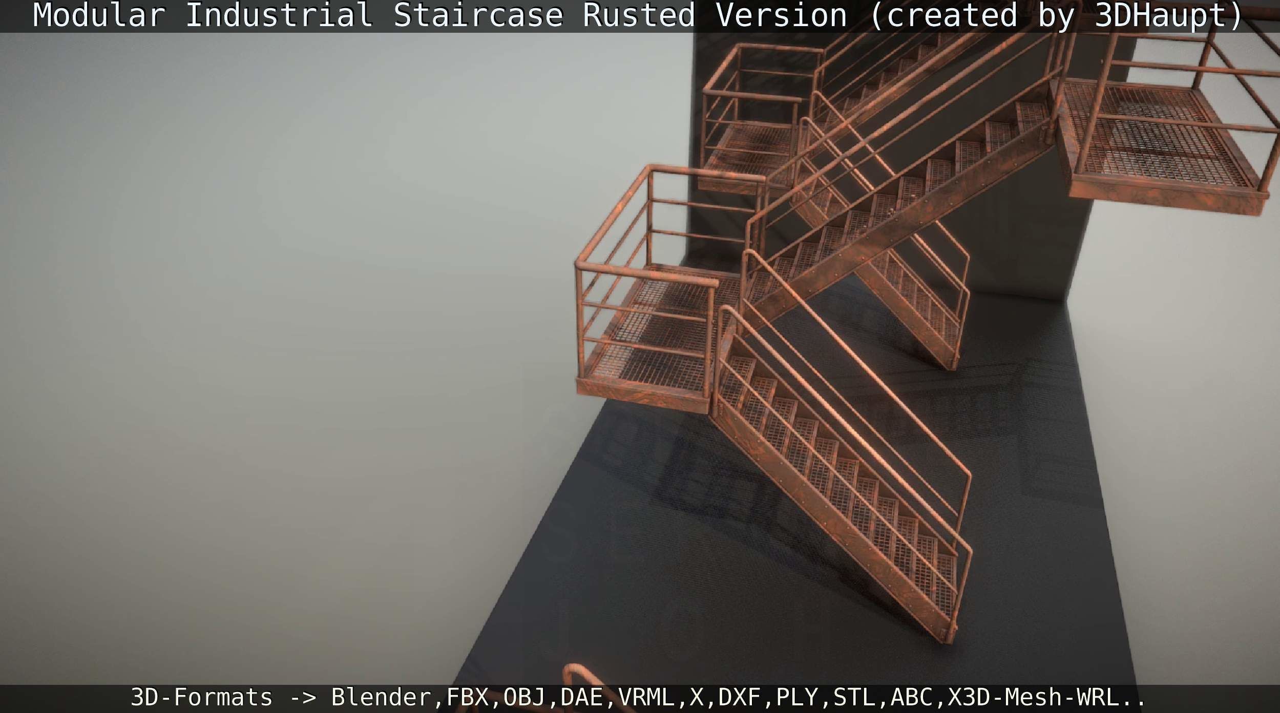 Modular Industrial Staircase Rusted Version - High-Poly 3D model_86