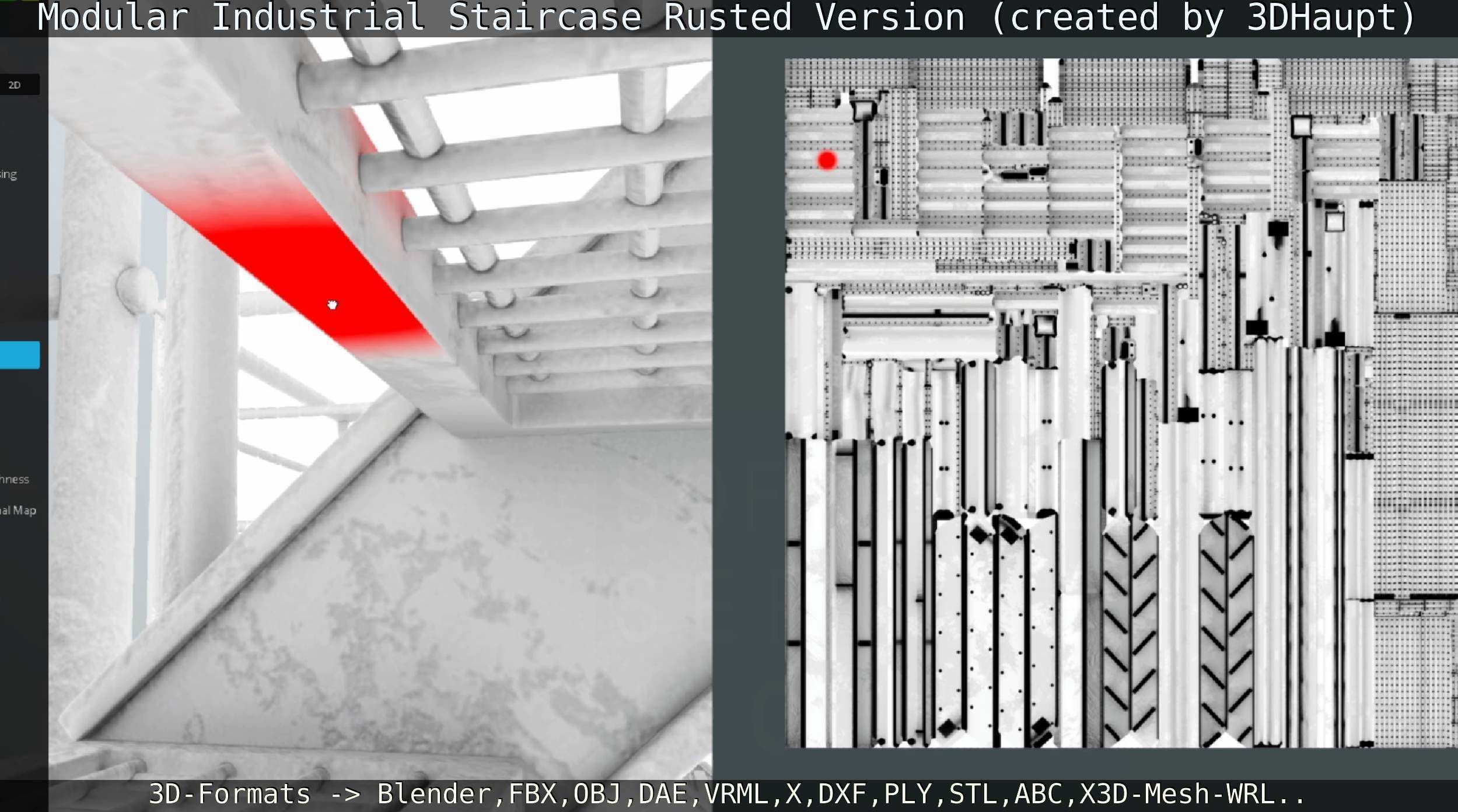 Modular Industrial Staircase Rusted Version - High-Poly 3D model_105