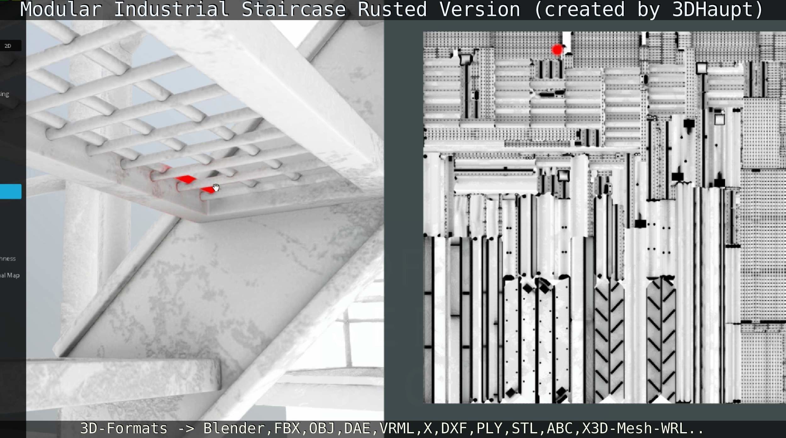Modular Industrial Staircase Rusted Version - High-Poly 3D model_106